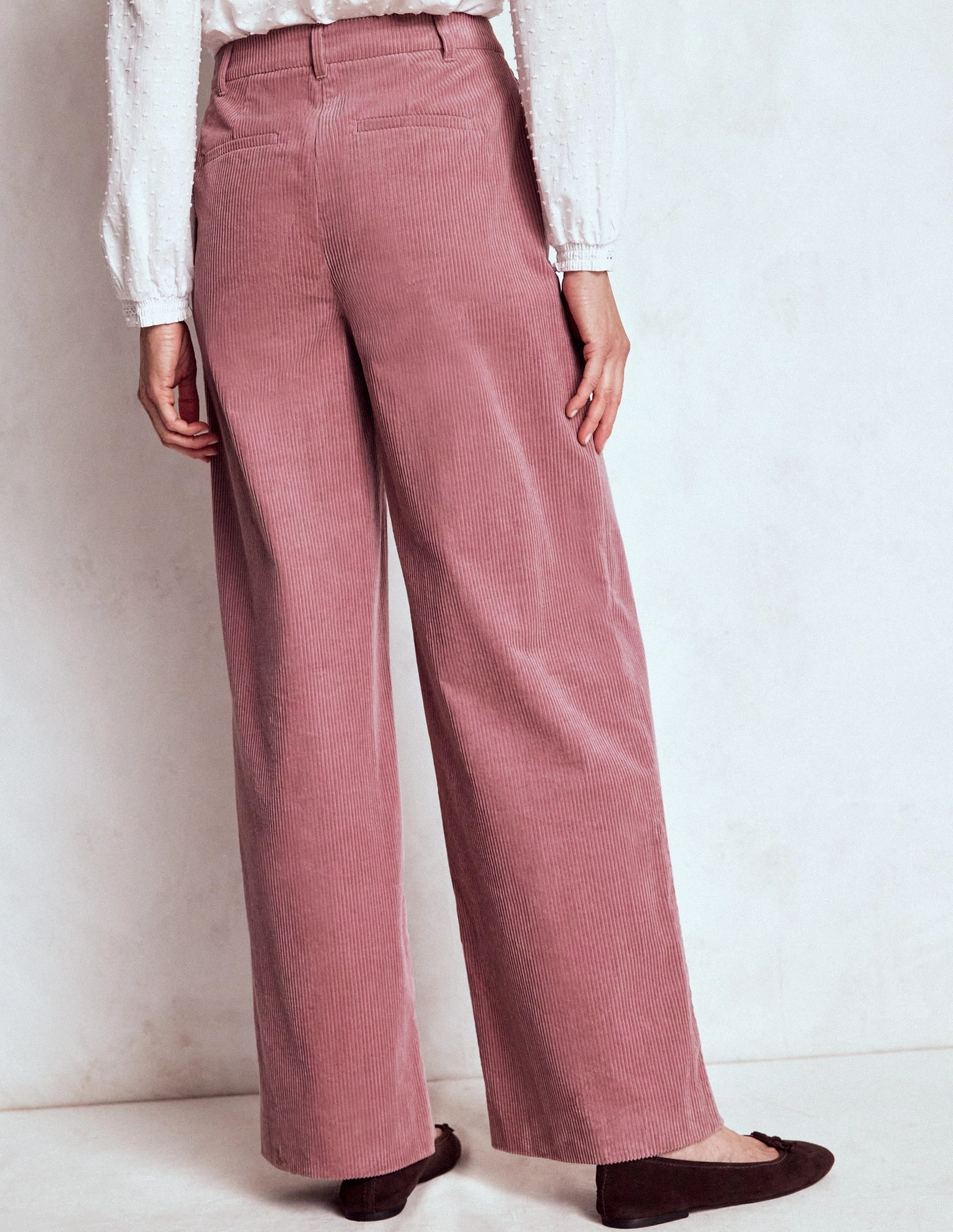 Belgravia Cord Trousers-Blushing Rose Base Layer Minimalist Look
