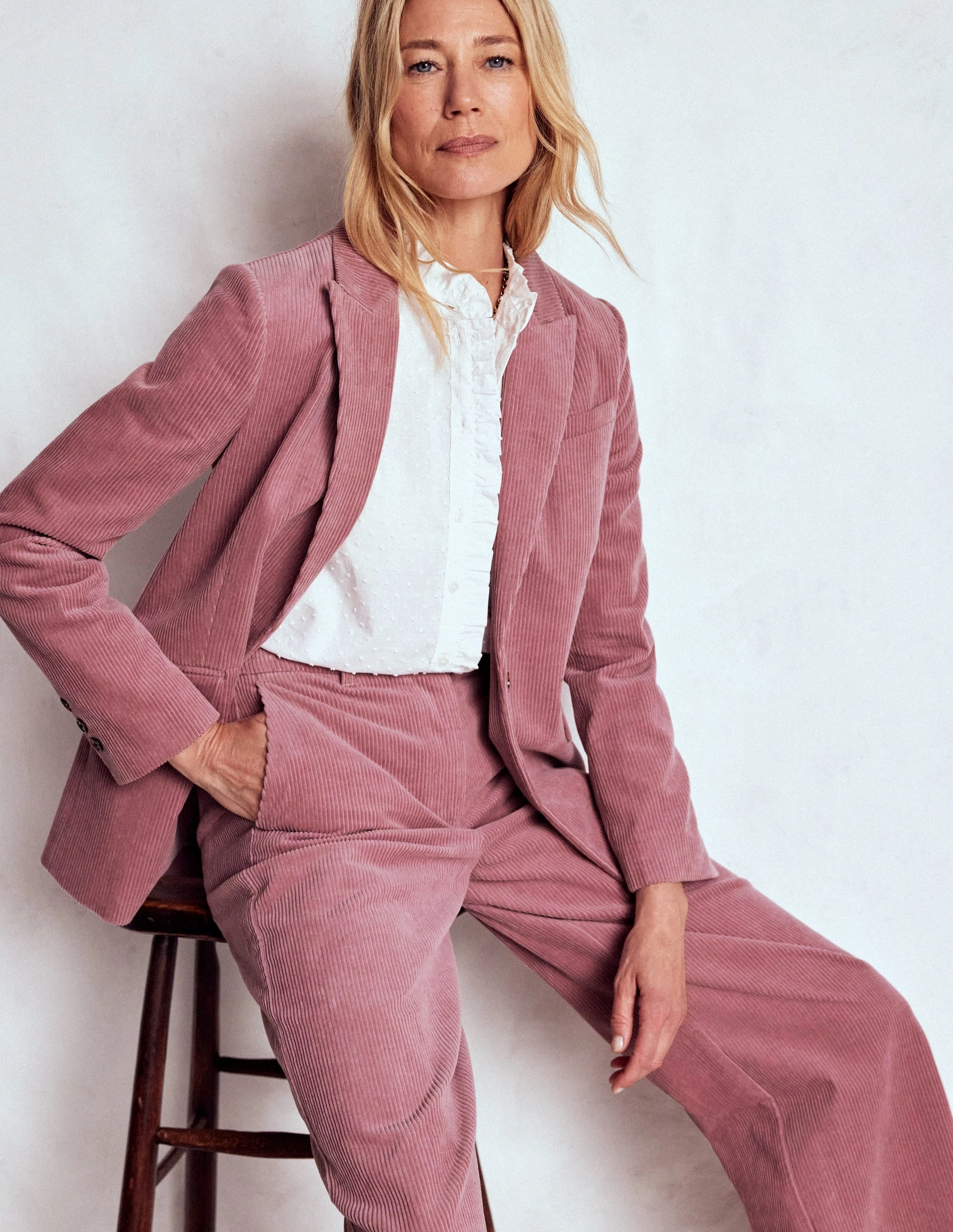 Easy Movement Belgravia Cord Trousers-Blushing Rose