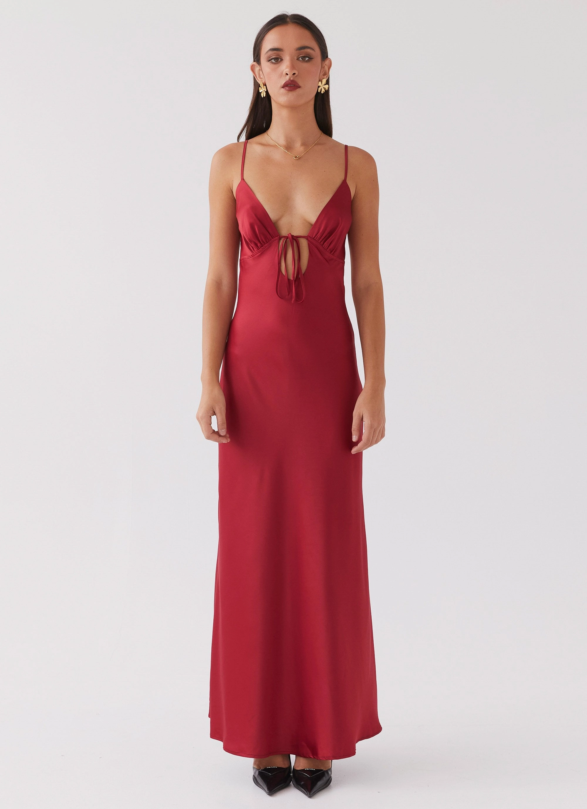 Flora Satin Maxi Dress - Cherry Urban Chic Love Blend