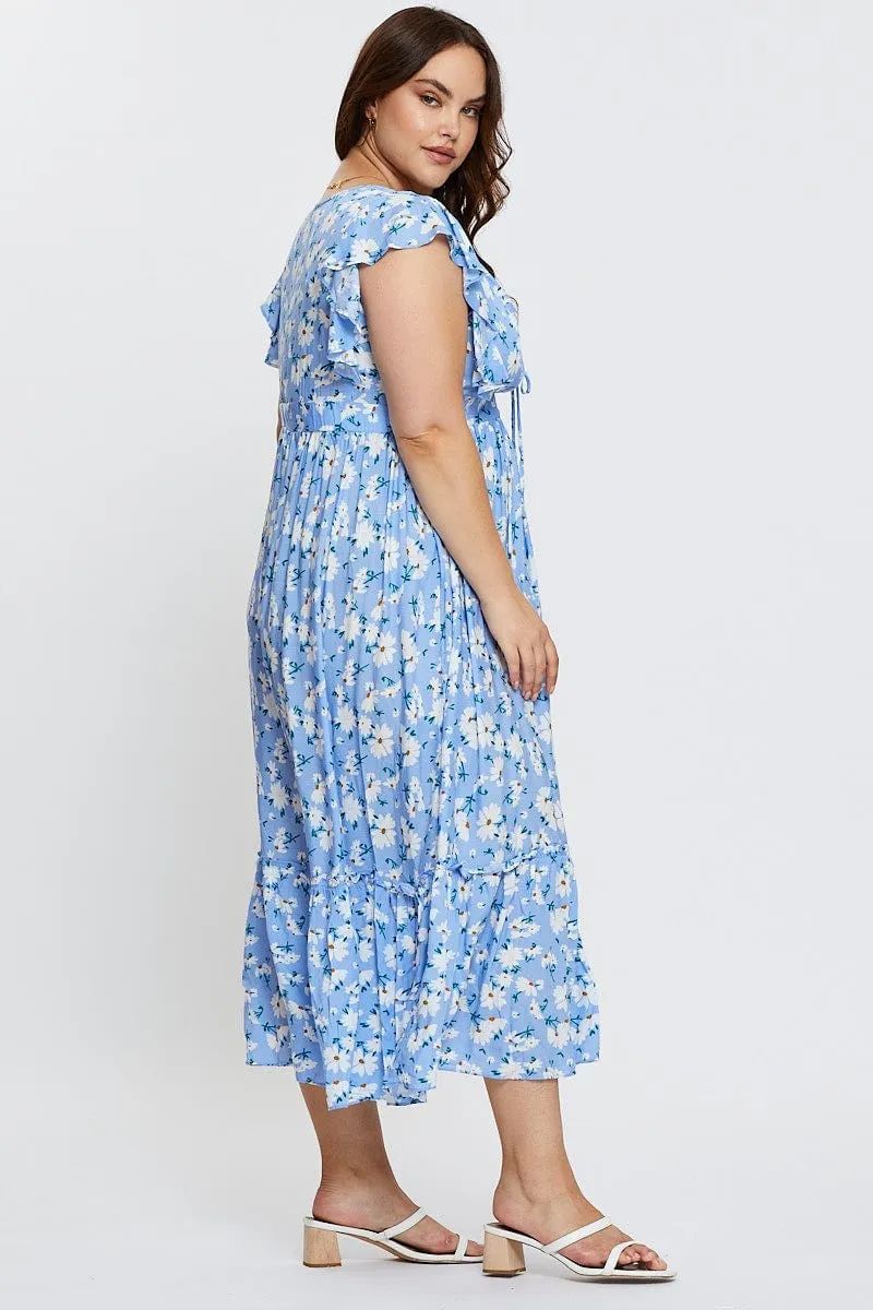 Floral Print Maxi Dress V-neck Short Sleeve Date Vibe
