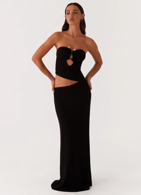Wild Roses Maxi Dress - Black Petal Zone Deep Hue