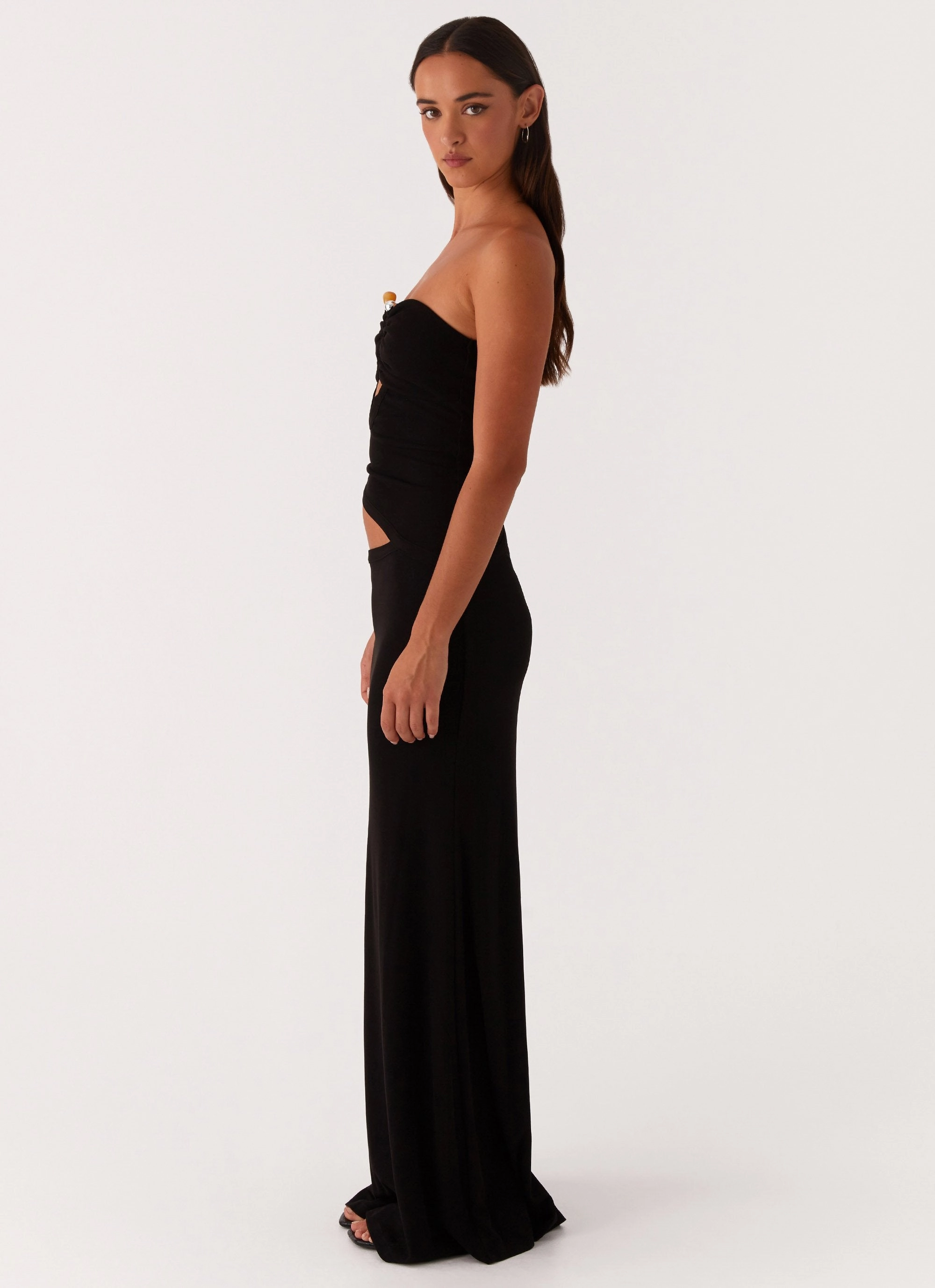 Elegant Wearable Lazy Pick Wild Roses Maxi Dress - Black