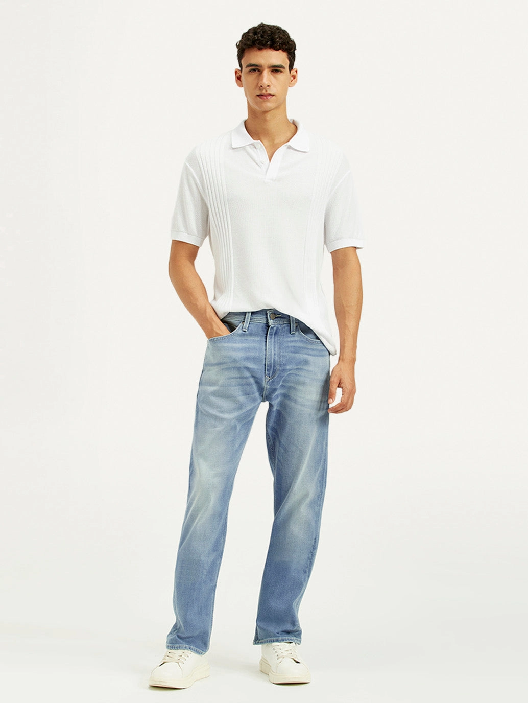 Spring Attire Men's Redloop 505 Light Indigo Straight Fit Mid Rise Jeans