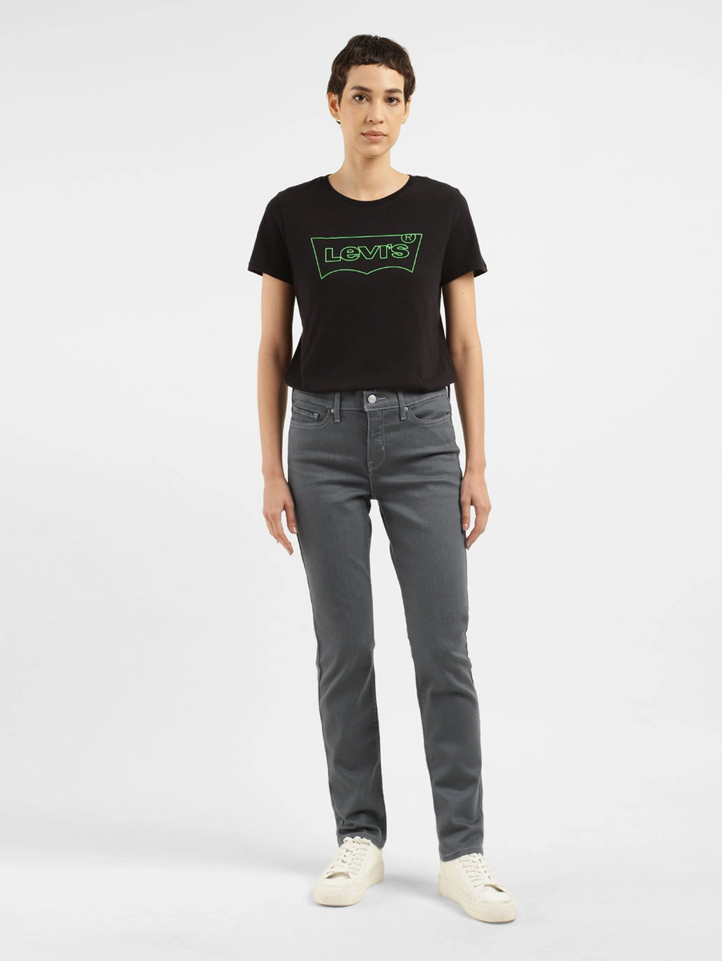 Road Trip Bold Look Smart Casual Women's 312 Grey Straight Fit Mid Rise Jeans