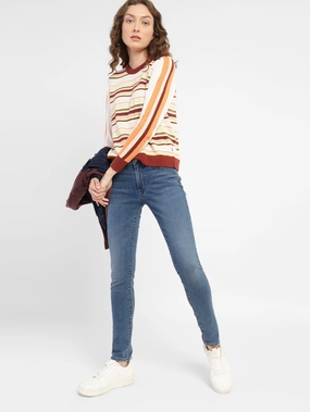 Sleek Fit Party Look Luxury Women's 711 Blue Skinny Fit Mid Rise Jeans