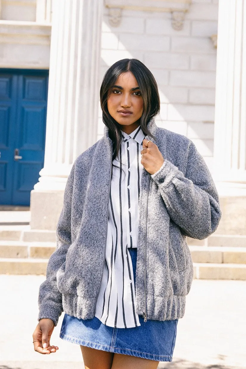 All About Eve Tahlea Bomber Jacket Grey Marle Mold resistant Easy Care Material