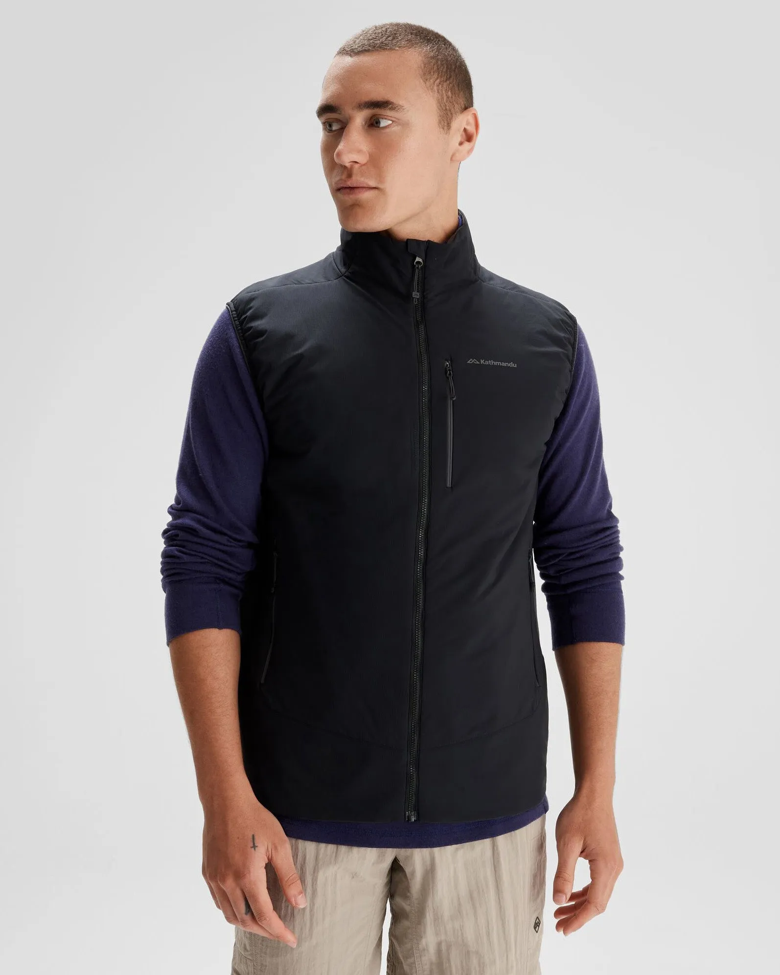 Men's Seeker PrimaLoft? Active Vest - Black Stingray ExpandableSideGussets Layered Hem Design