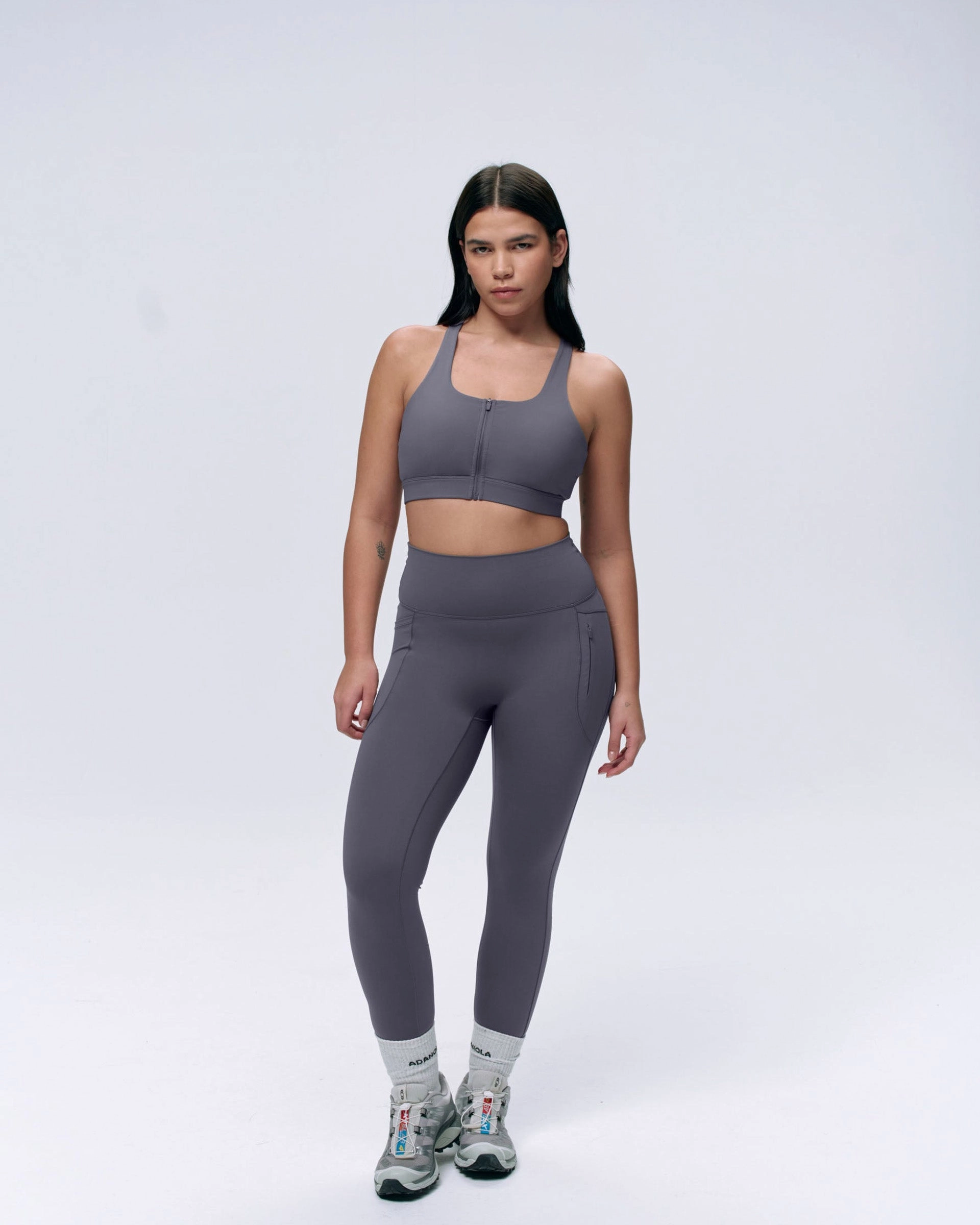 Outdoor Lover Eco Friendly Refined fit Ultimate Seam Detail Zip Pocket Leggings - Dark Grey