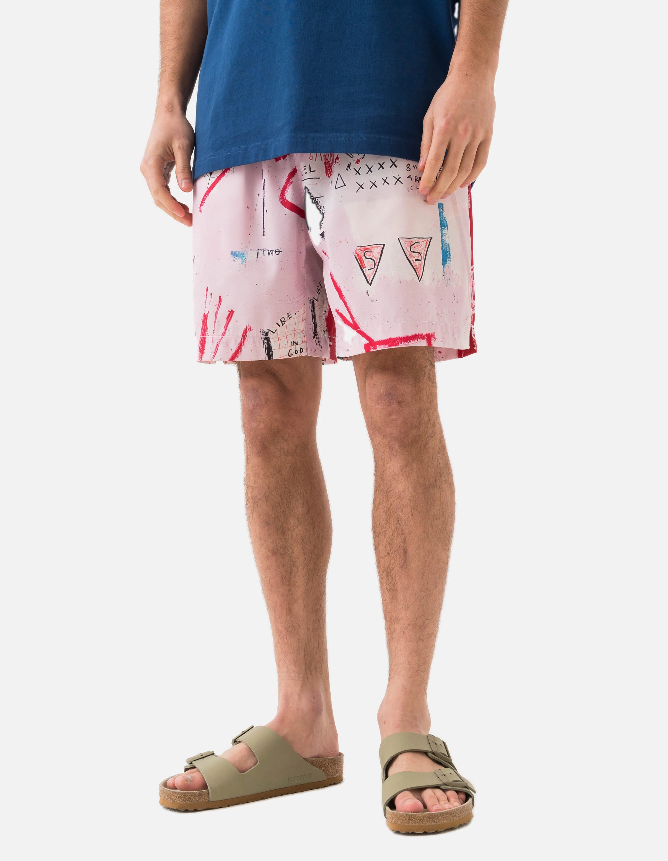 1483 Basquiat Year of the Snakeman Swim Shorts Pink Flexible Waistband