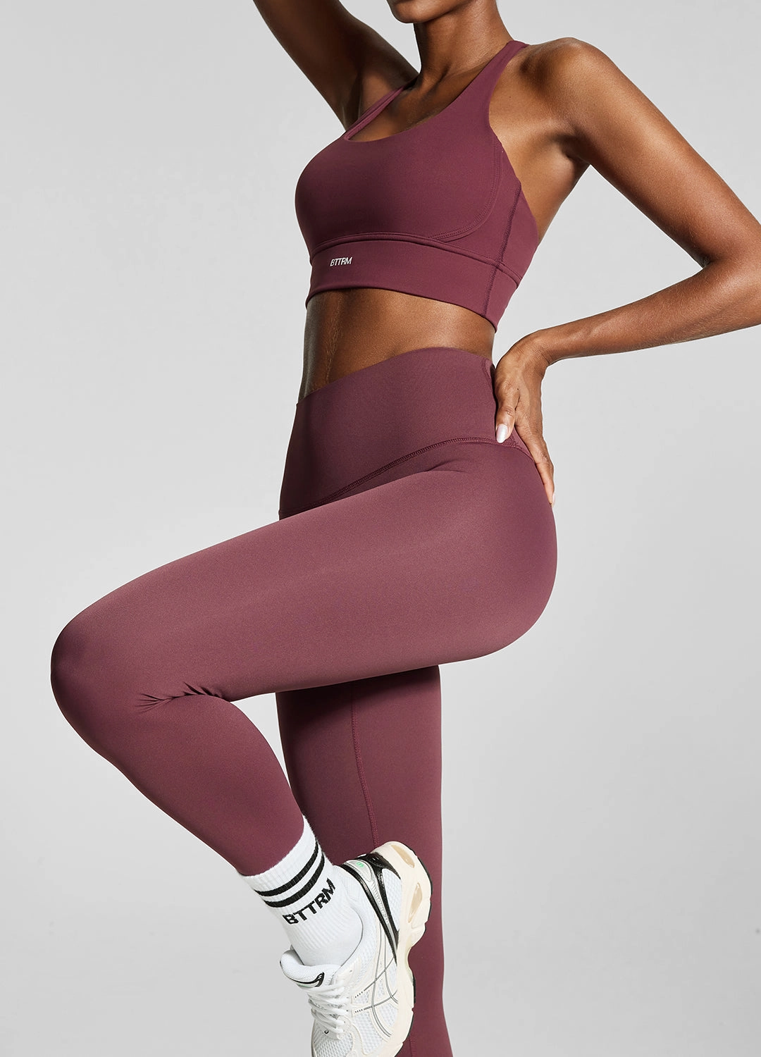 Burgundy ? Leggings Shape Support Adjustable Drawstring Waist
