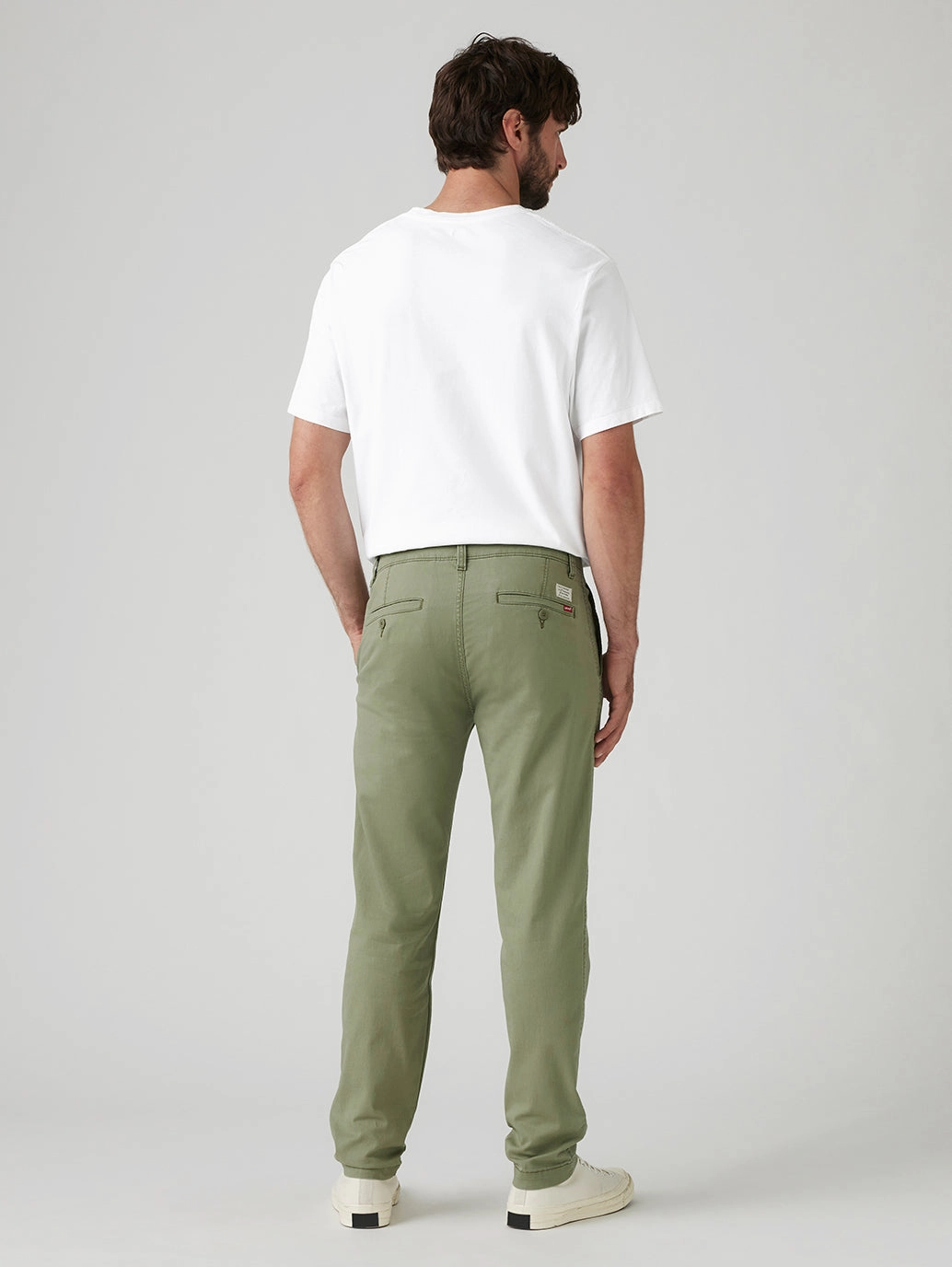 Men's Green Regular Fit Chinos Durable Hemming Thermal Regulating