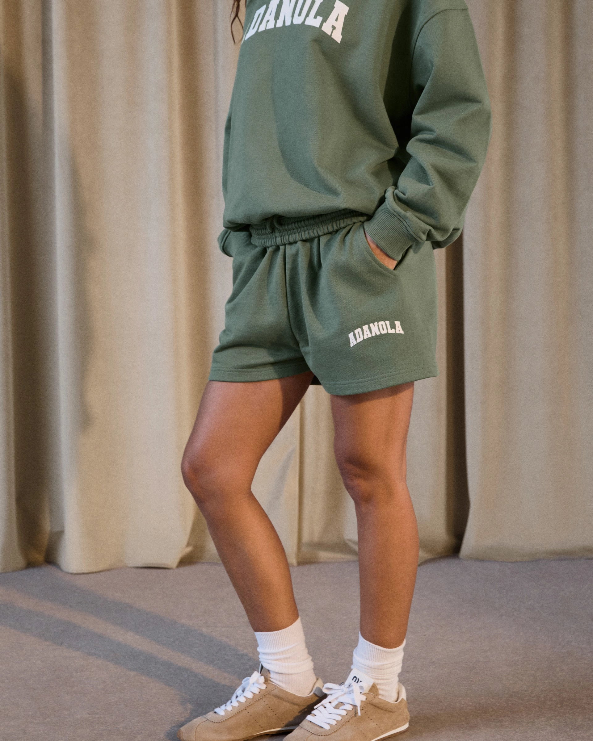 Varsity Sweat Shorts - Eden Green/Marshmallow White Coastal Style