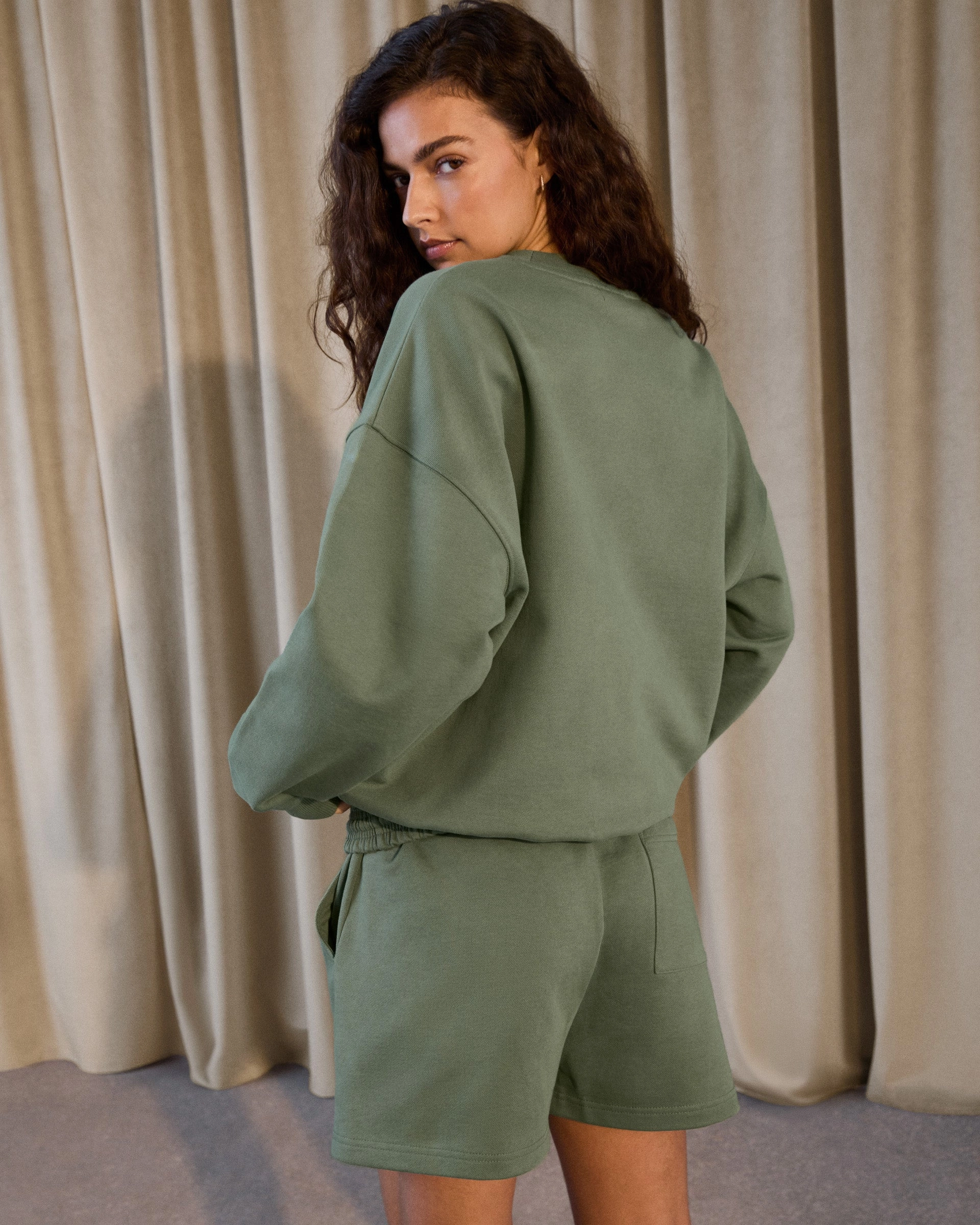 Varsity Sweat Shorts - Eden Green/Marshmallow White Soft Material