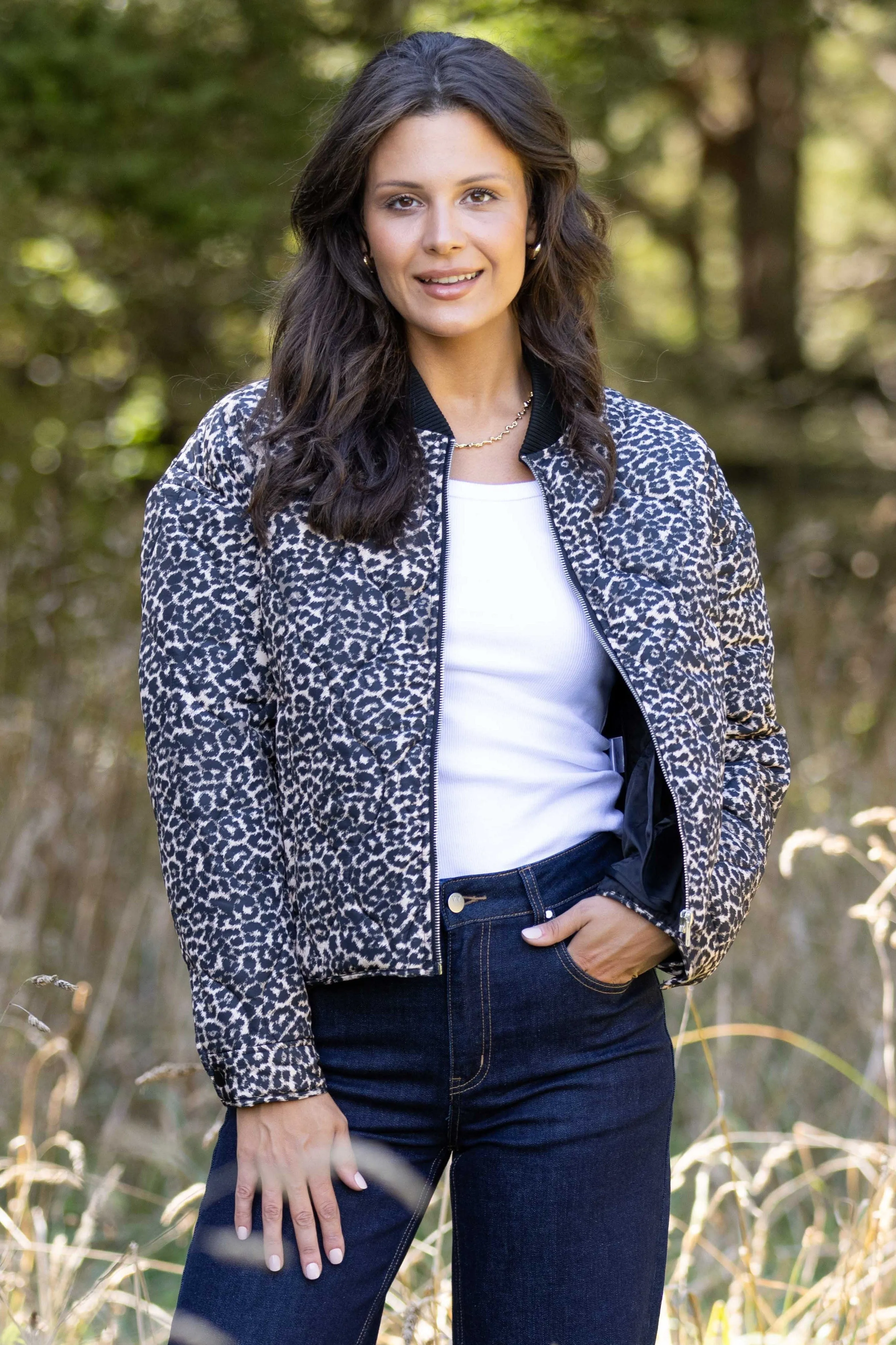 Shine On Label Kinsley Quilted Jacket Animal Print Quick Dry Coating