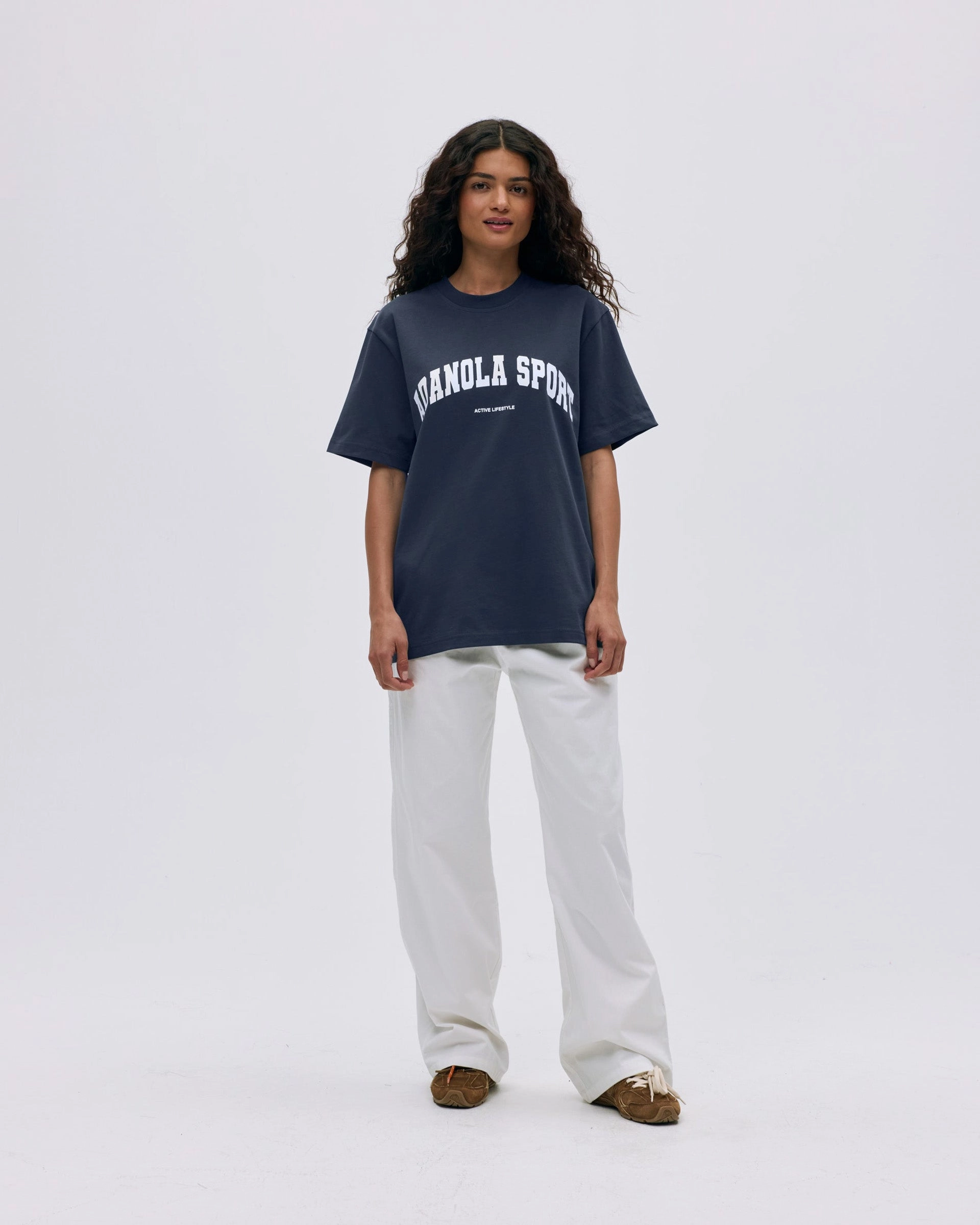 Active Look AS Short Sleeve Oversized T-shirt - Midnight Blue/White