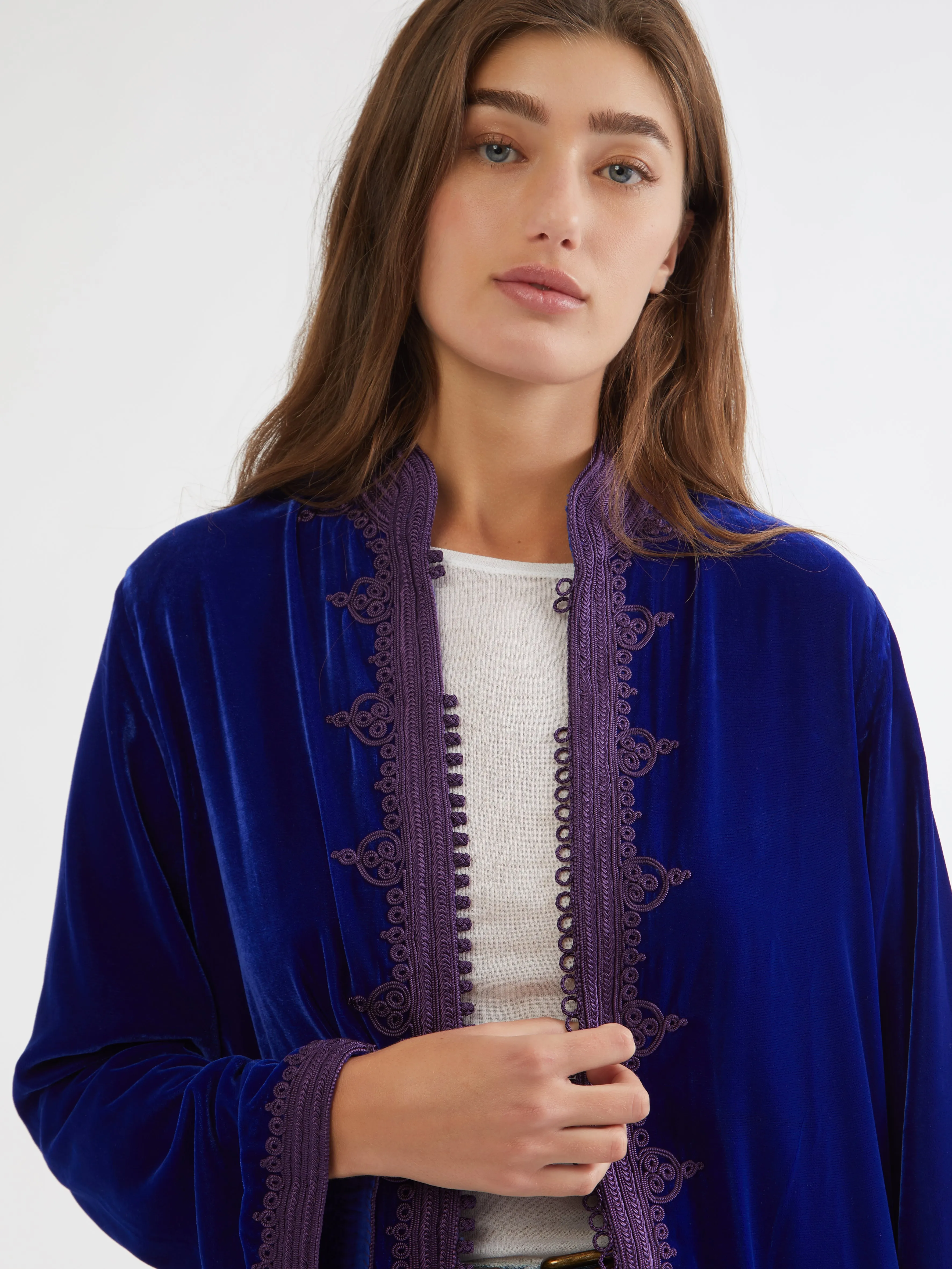 Moroccan velvet coat Snag Free Surface Mild Weather Layer