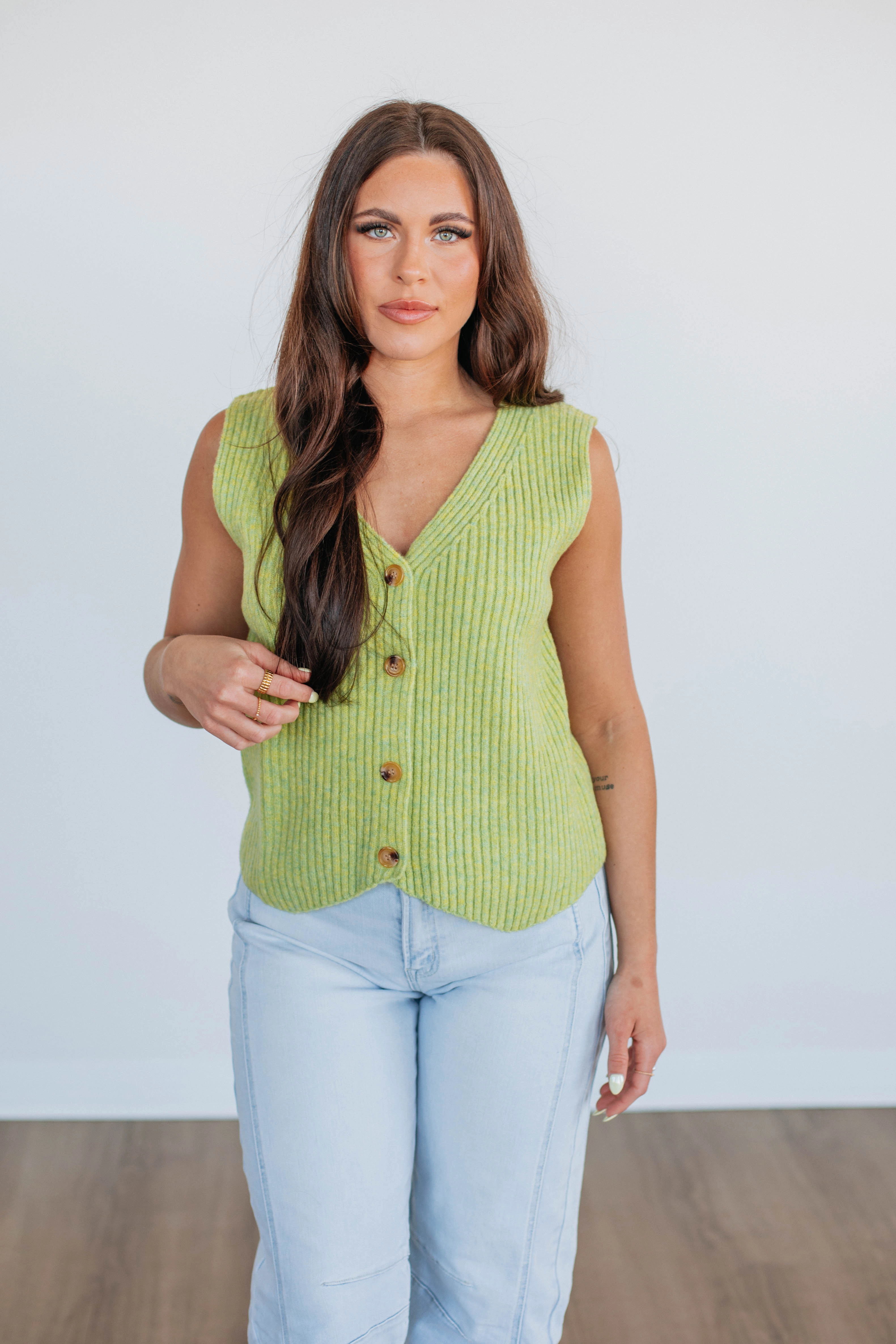 Monrow Sweater Vest - Lemongrass Comfy Appeal Perfect Layer
