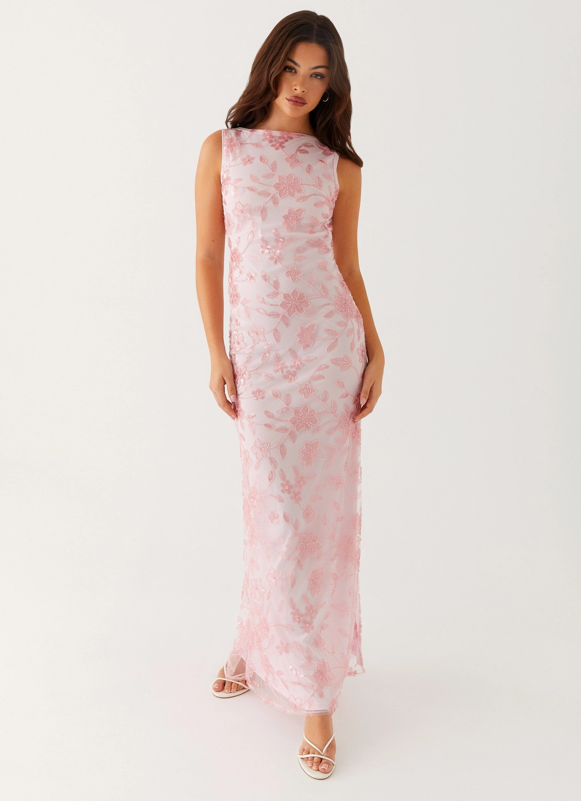 Ceremony Ready Moorey High Neck Maxi Dress - Pink