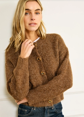 Classic Crew Neck Morgan Cardigan - Brown