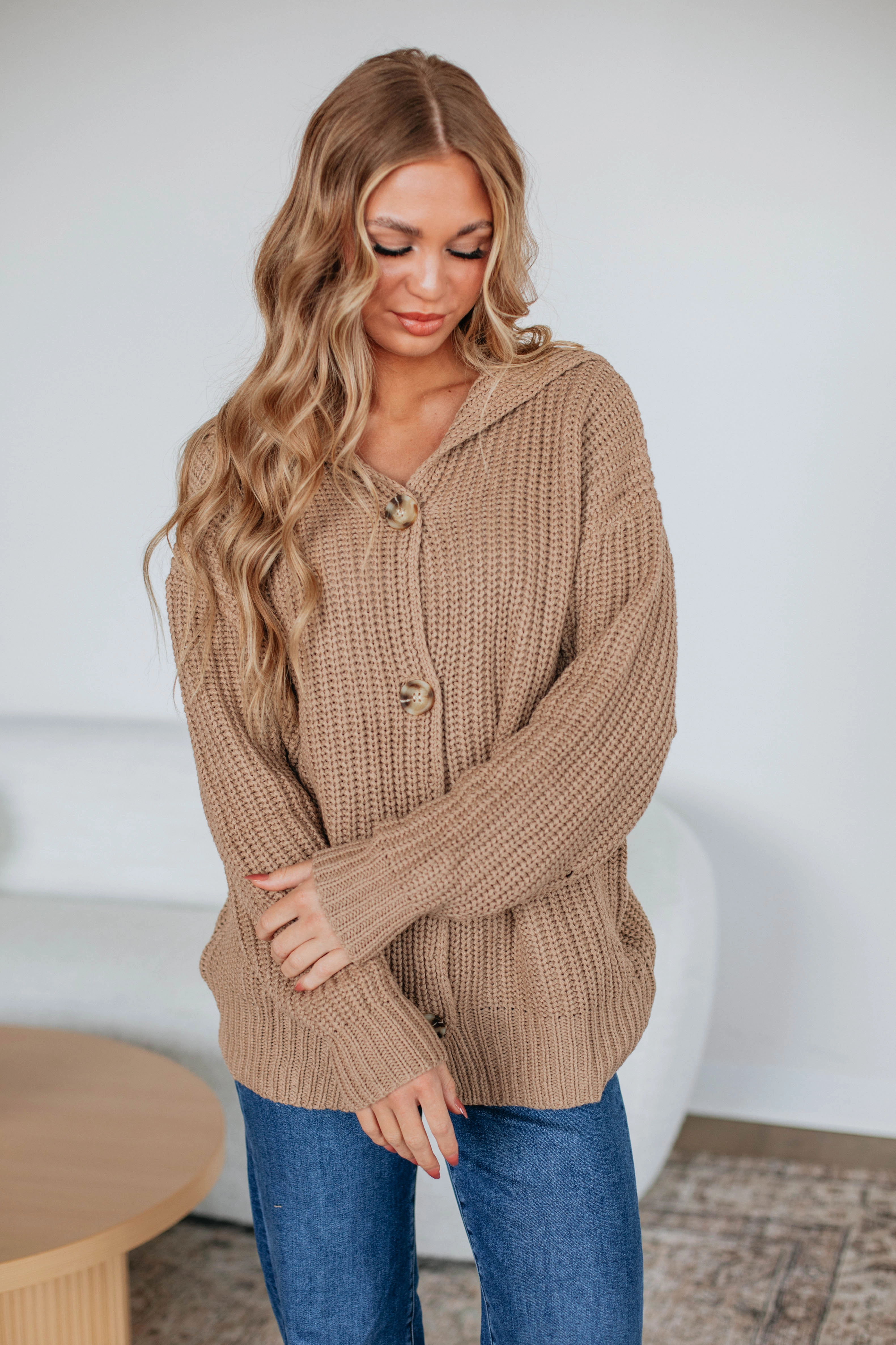 Comfortable Look Plush Interior Moriah Knit Cardigan - Taupe