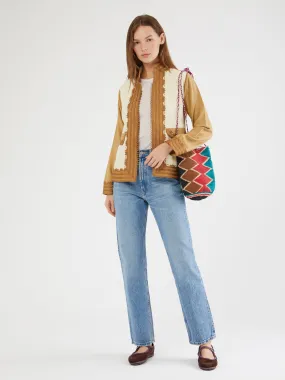 Leather Bits Neutral Style Moroccan cashmere jacket