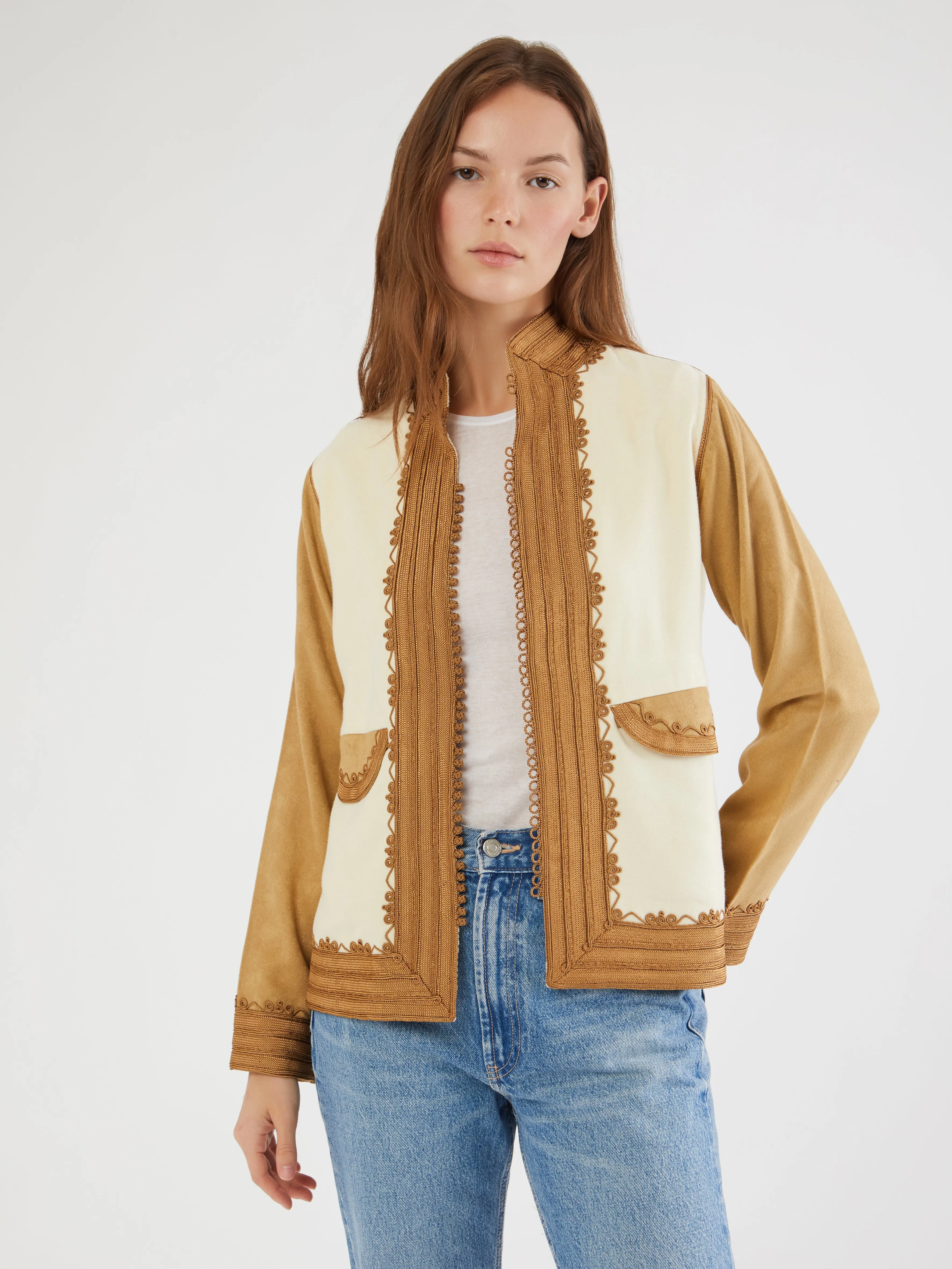 Moroccan cashmere jacket Rubberized Edging nylon blend