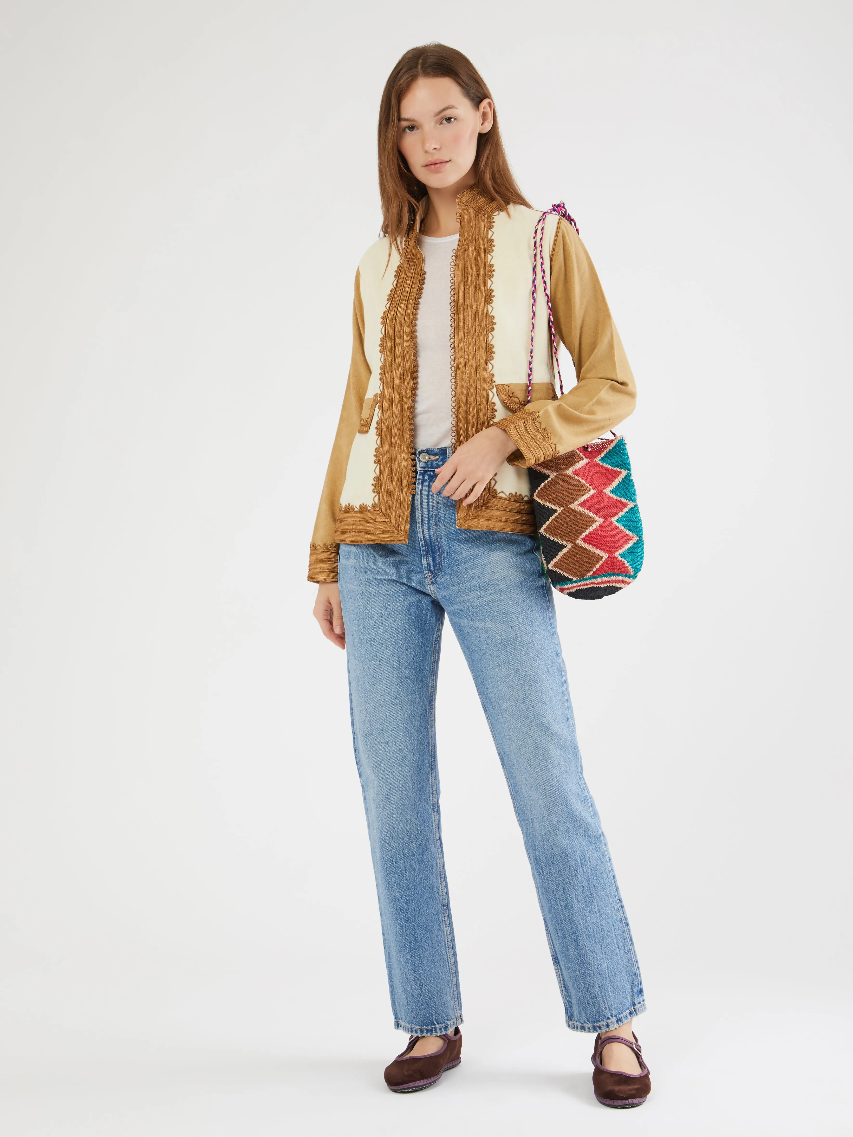 Leather Bits Neutral Style Moroccan cashmere jacket