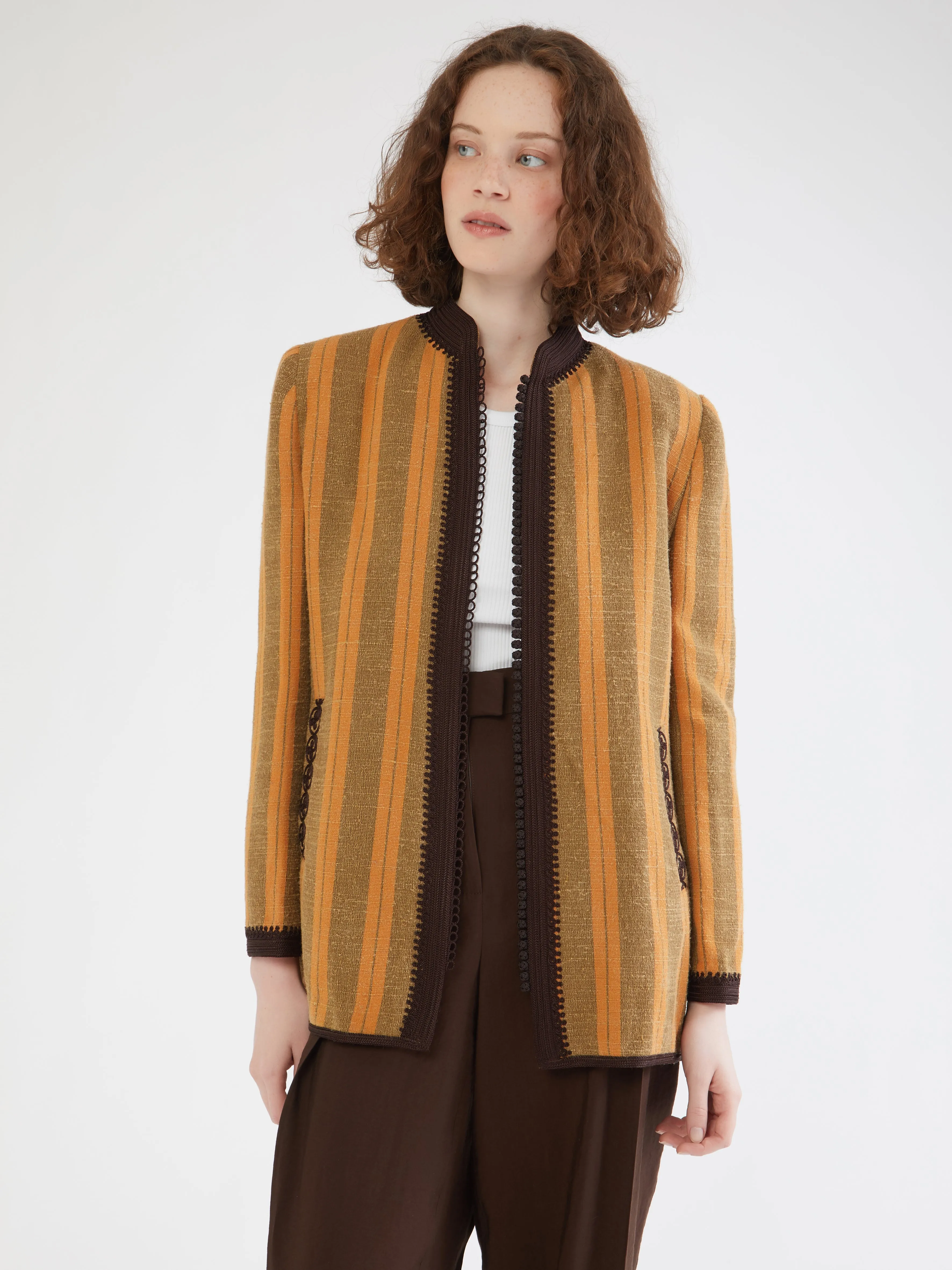 QuickDry Fabric Seamless Knit Cuffs Moroccan linen blazer