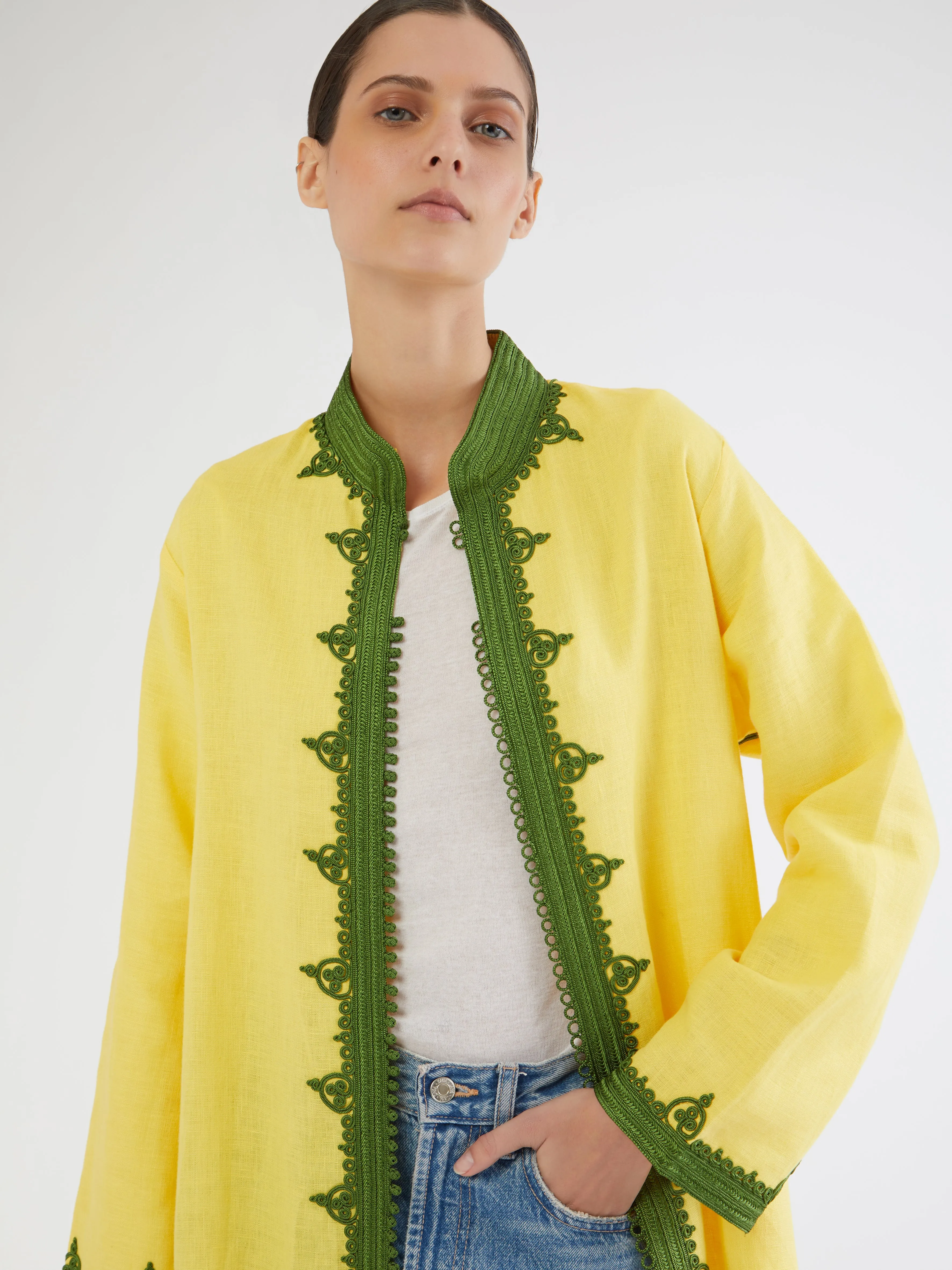 Moroccan linen coat Moisture Wicking Inner Soft Shell Material