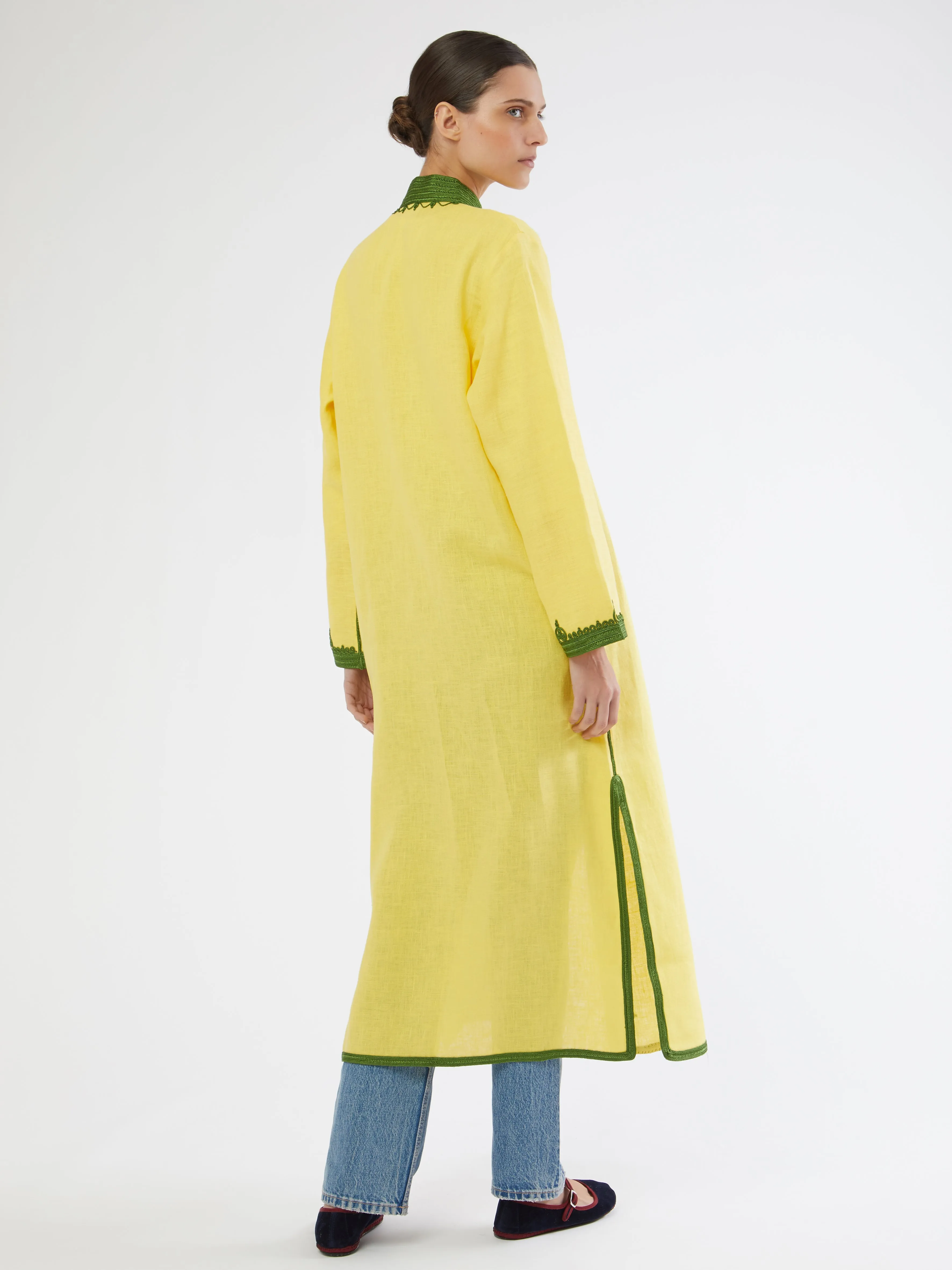 Moroccan linen coat Noise Reducing Fabric Reinforced Shoulder Protection