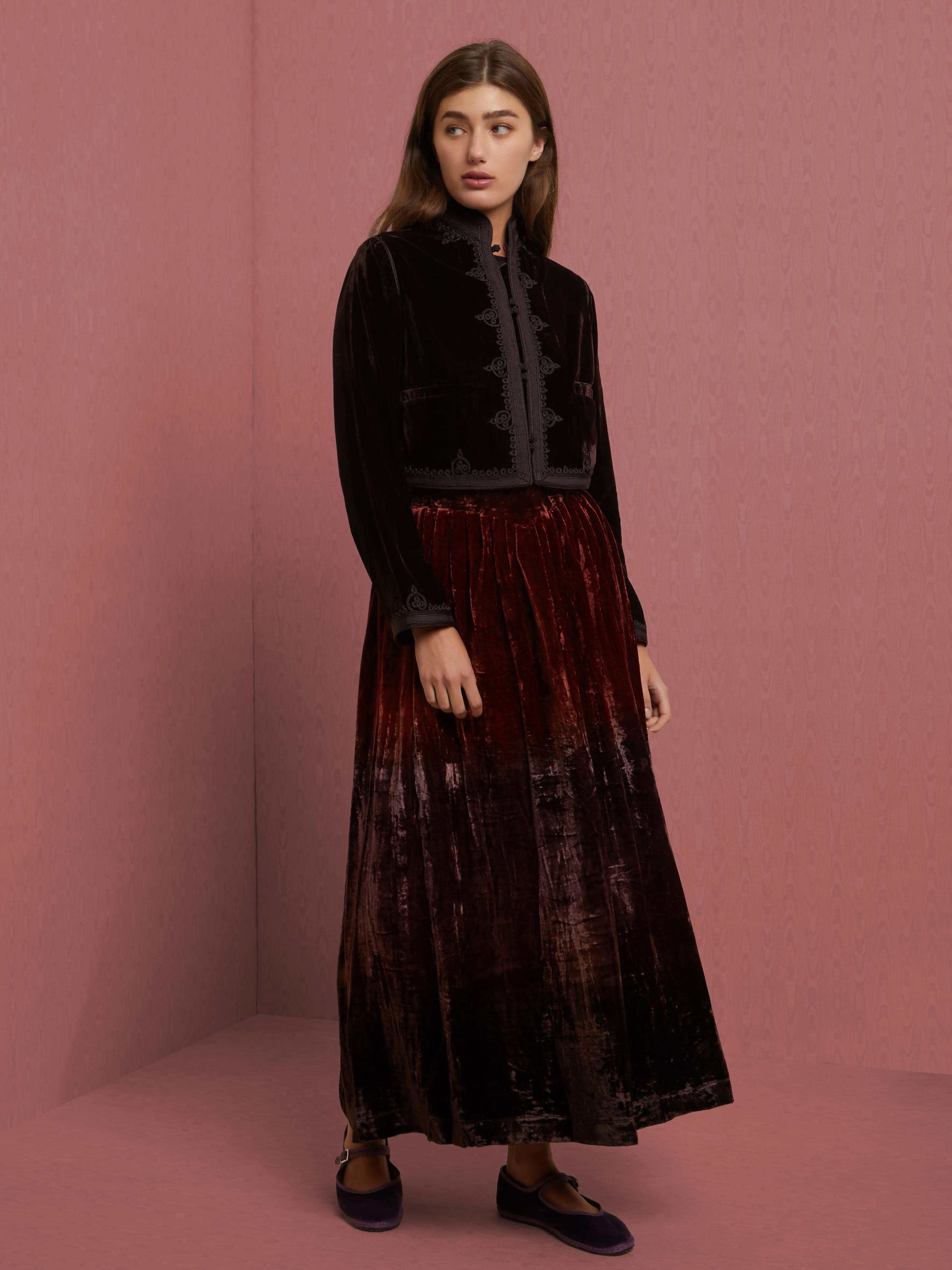 Modern City Outfit Stretch Panels Moroccan velvet Bolero