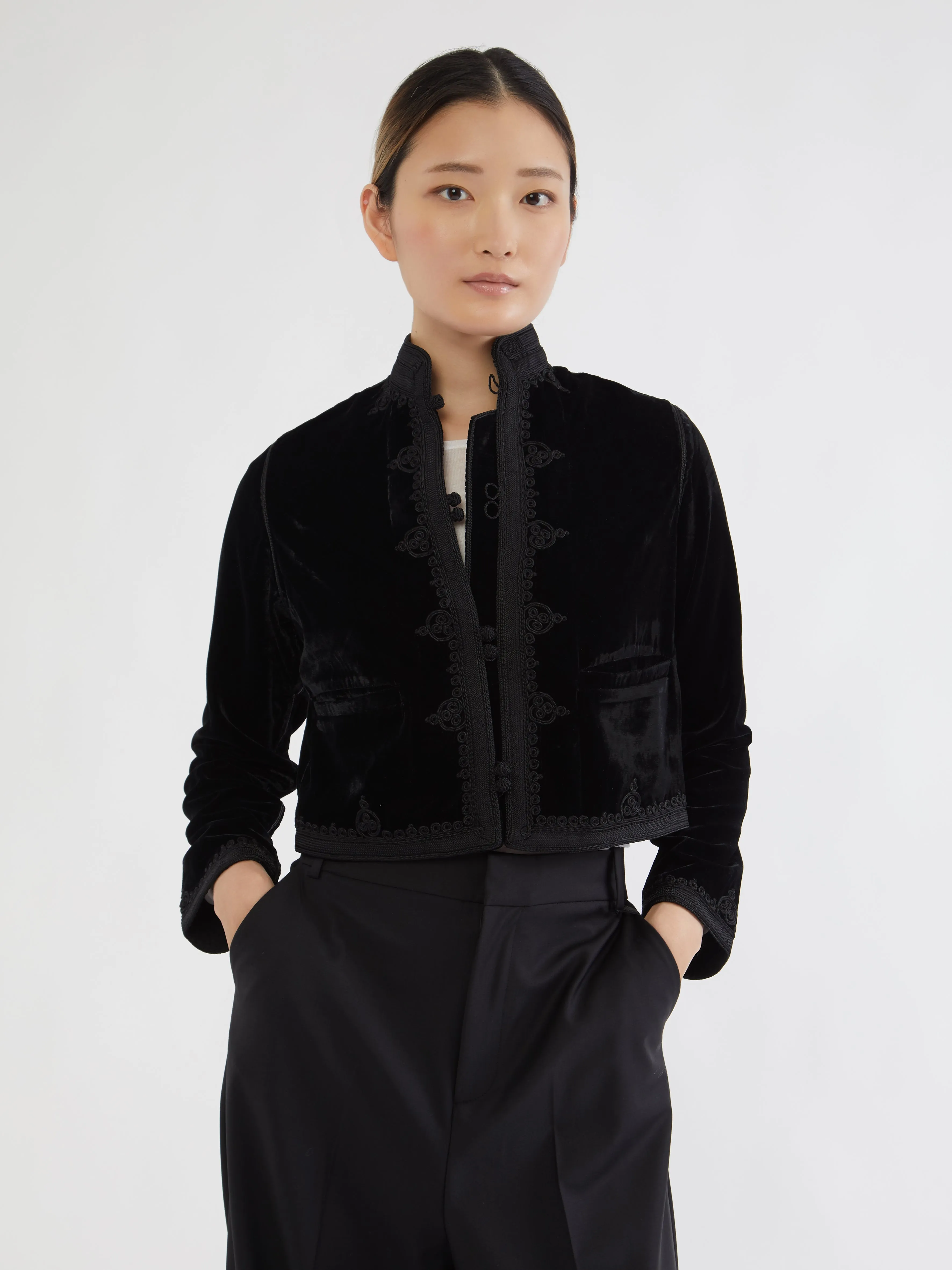 Articulated Ergonomic Fit Noise Reduction Design Moroccan velvet Bolero