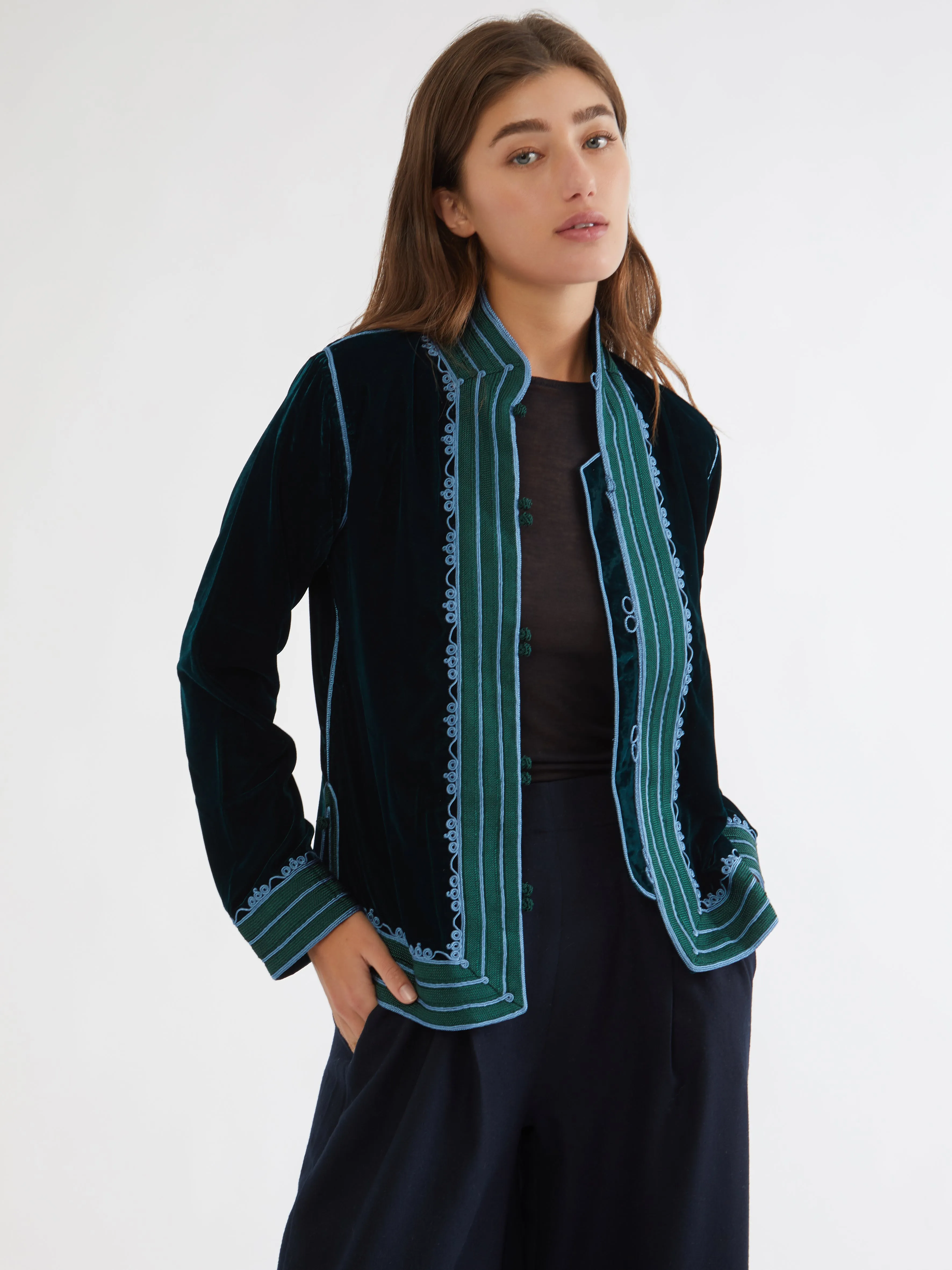 High Neck Moroccan velvet jacket