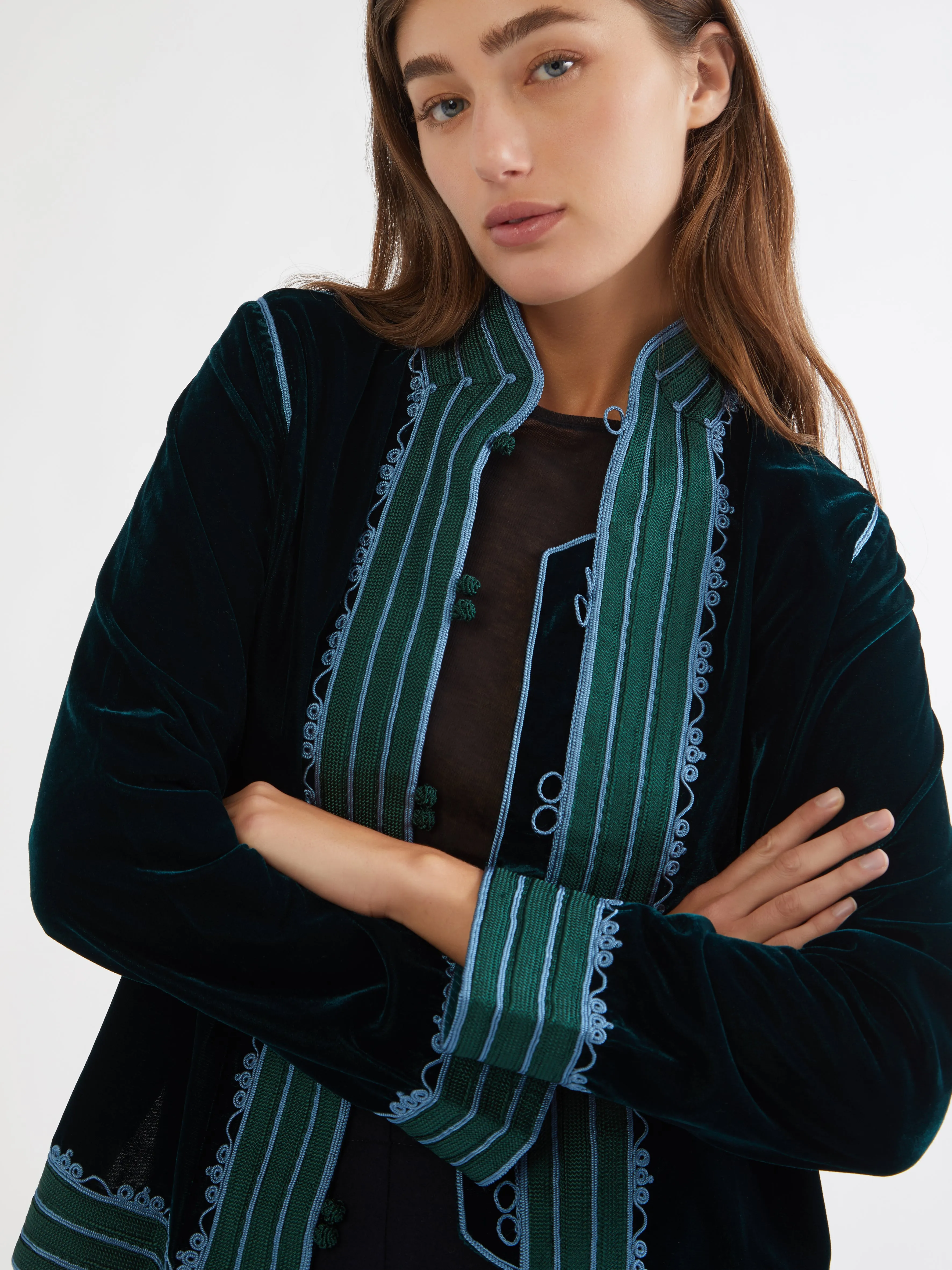 QuickAccessPockets NoiseFreeMaterial Moroccan velvet jacket