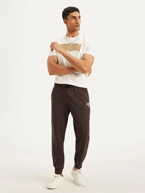 Men's Dark Brown Solid Utility Joggers Ripped design