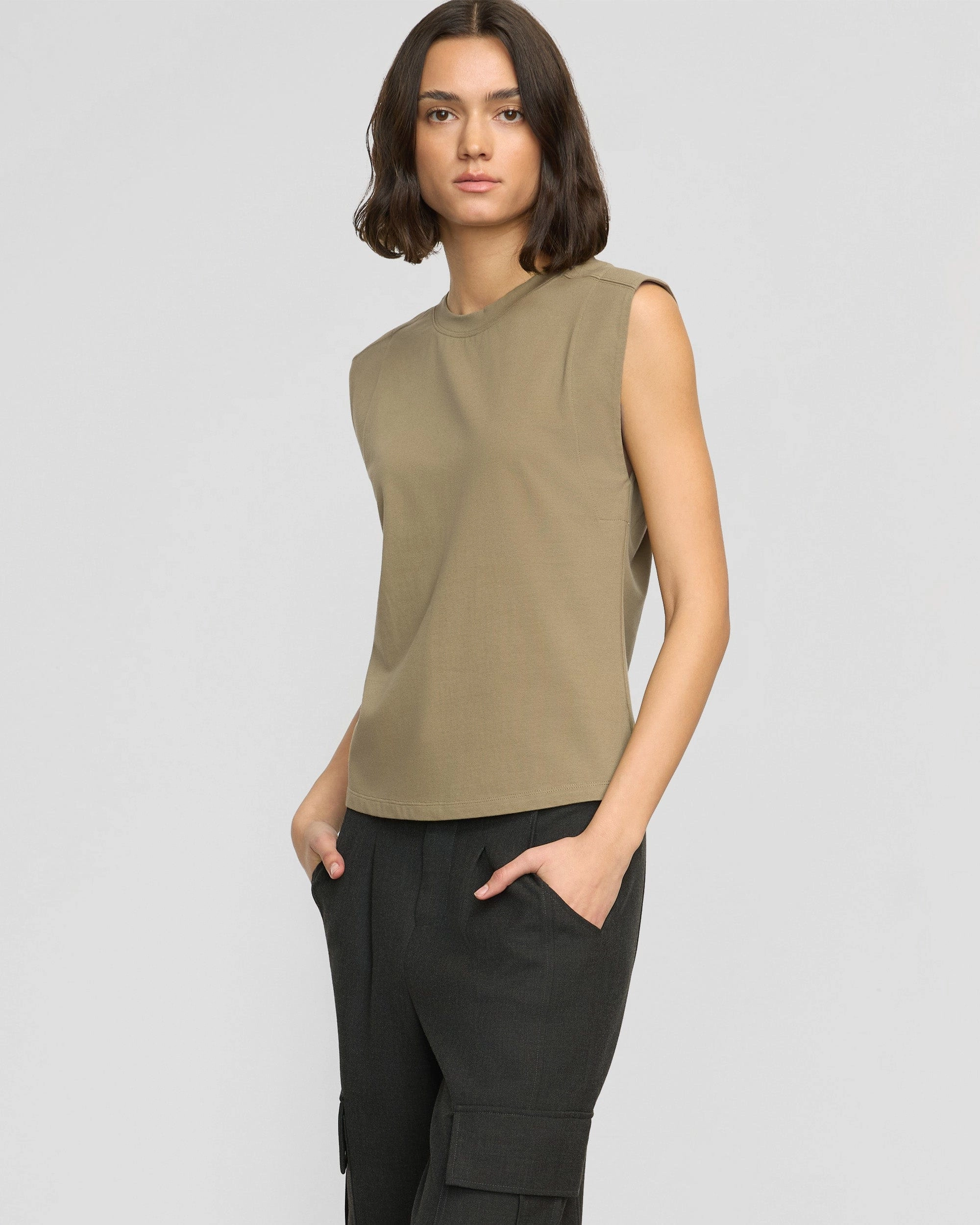 Lightweight Comfort Nana Organic Cotton Structured-Shoulder Tee