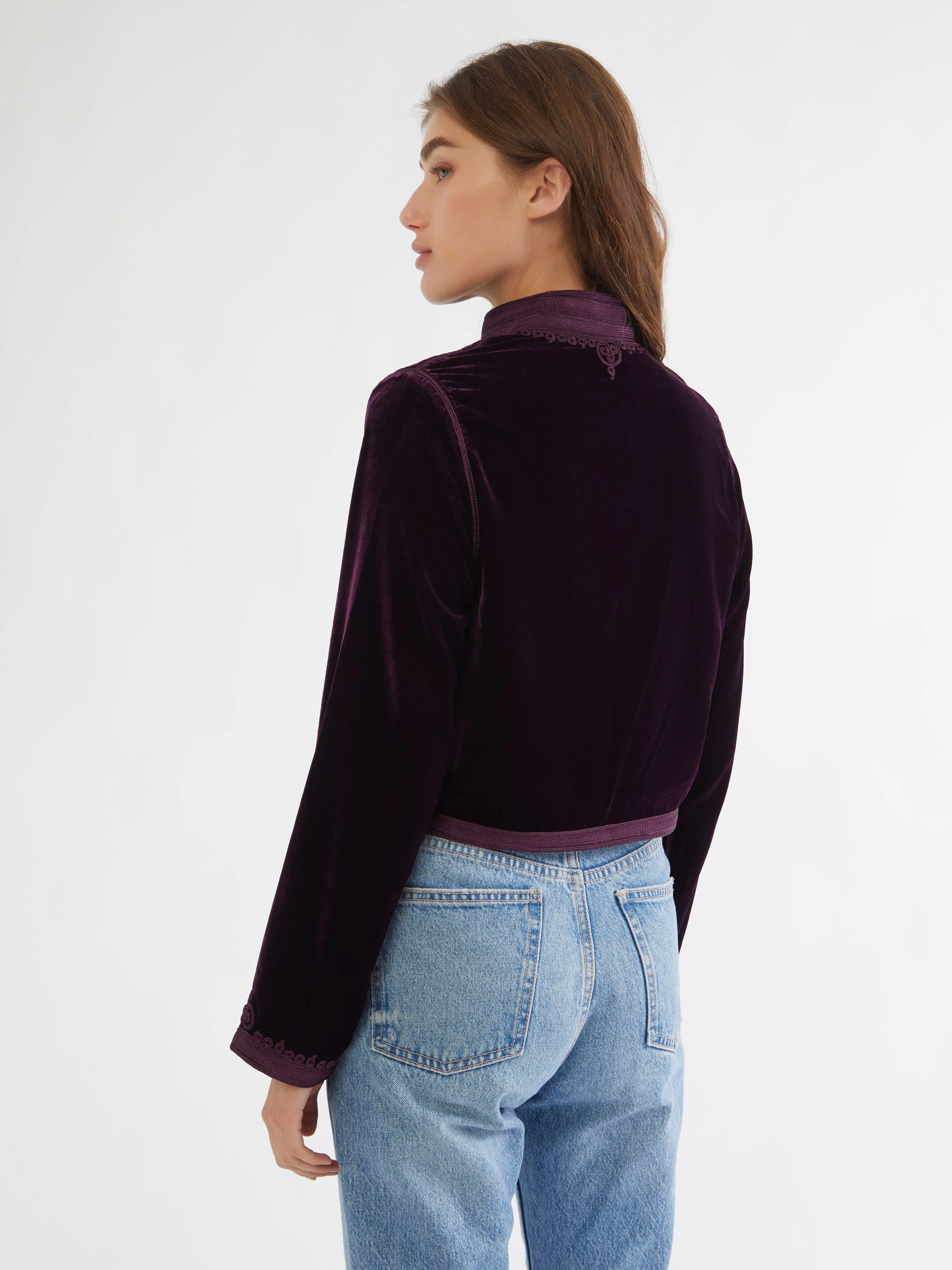 Moroccan velvet Bolero Casual Style AntiStatic Lining