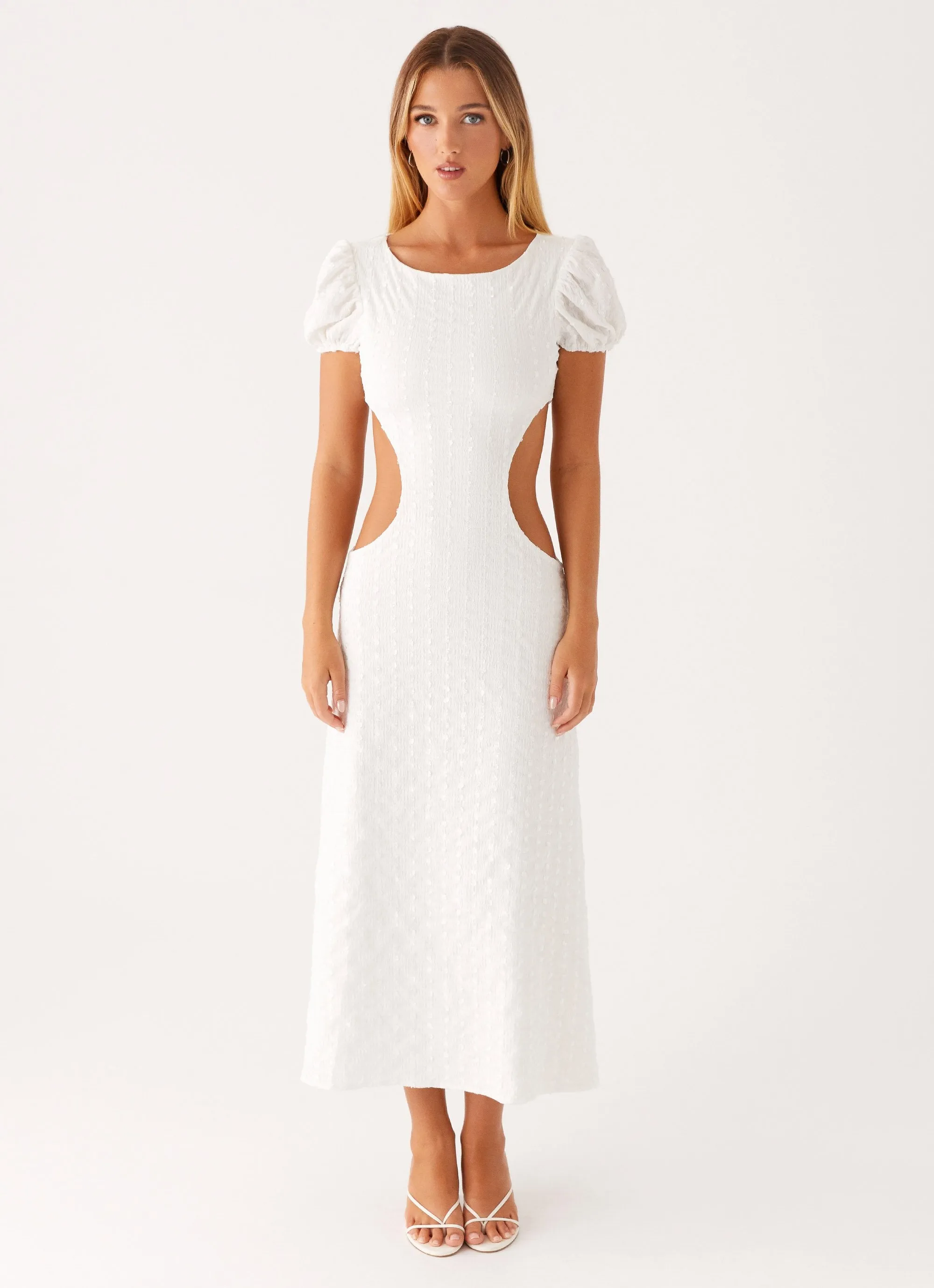 Myley Midi Dress - White Edgy Look