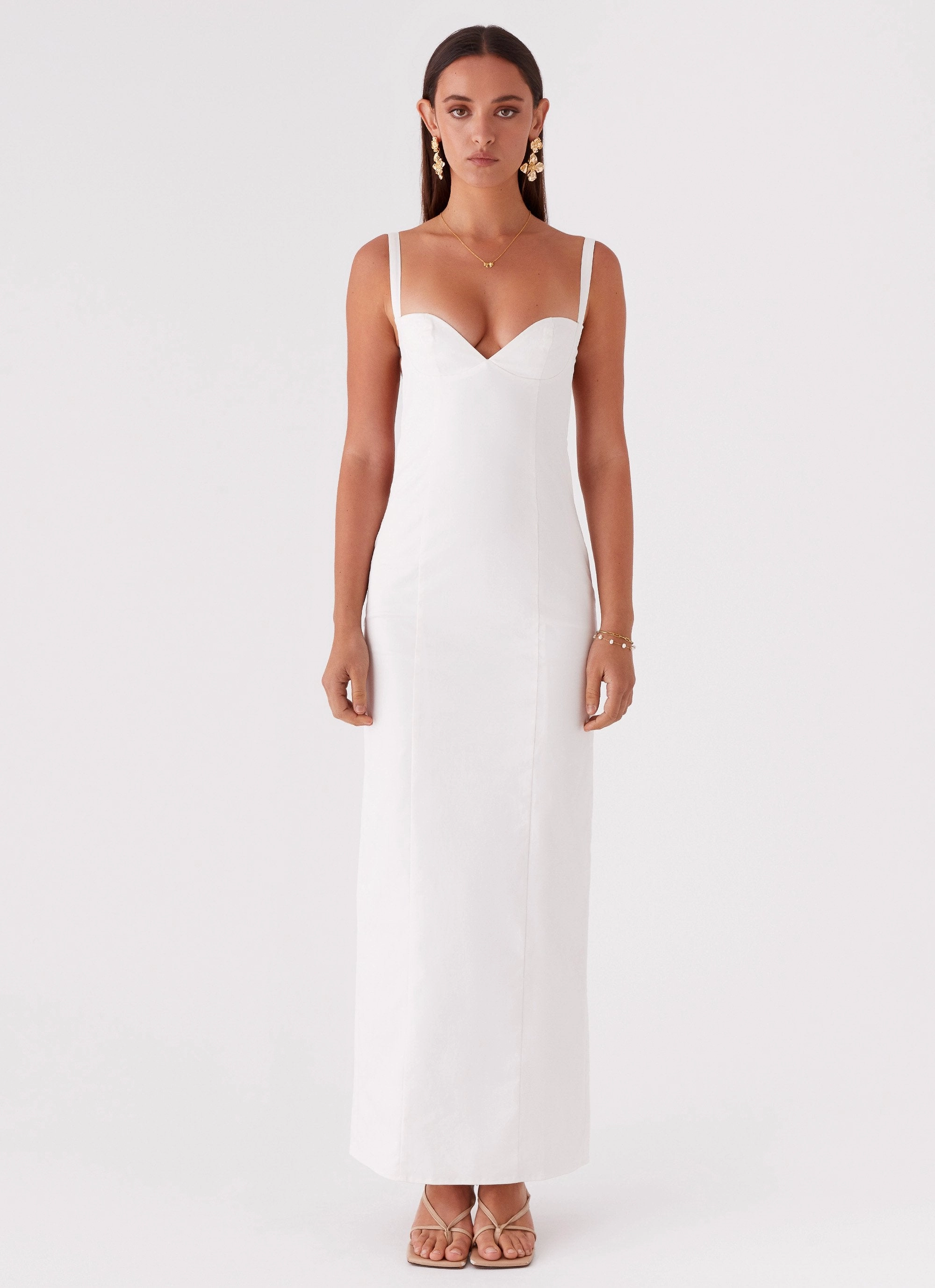 Naomi Backless Maxi Dress - Off White Airy Silk Easy Going