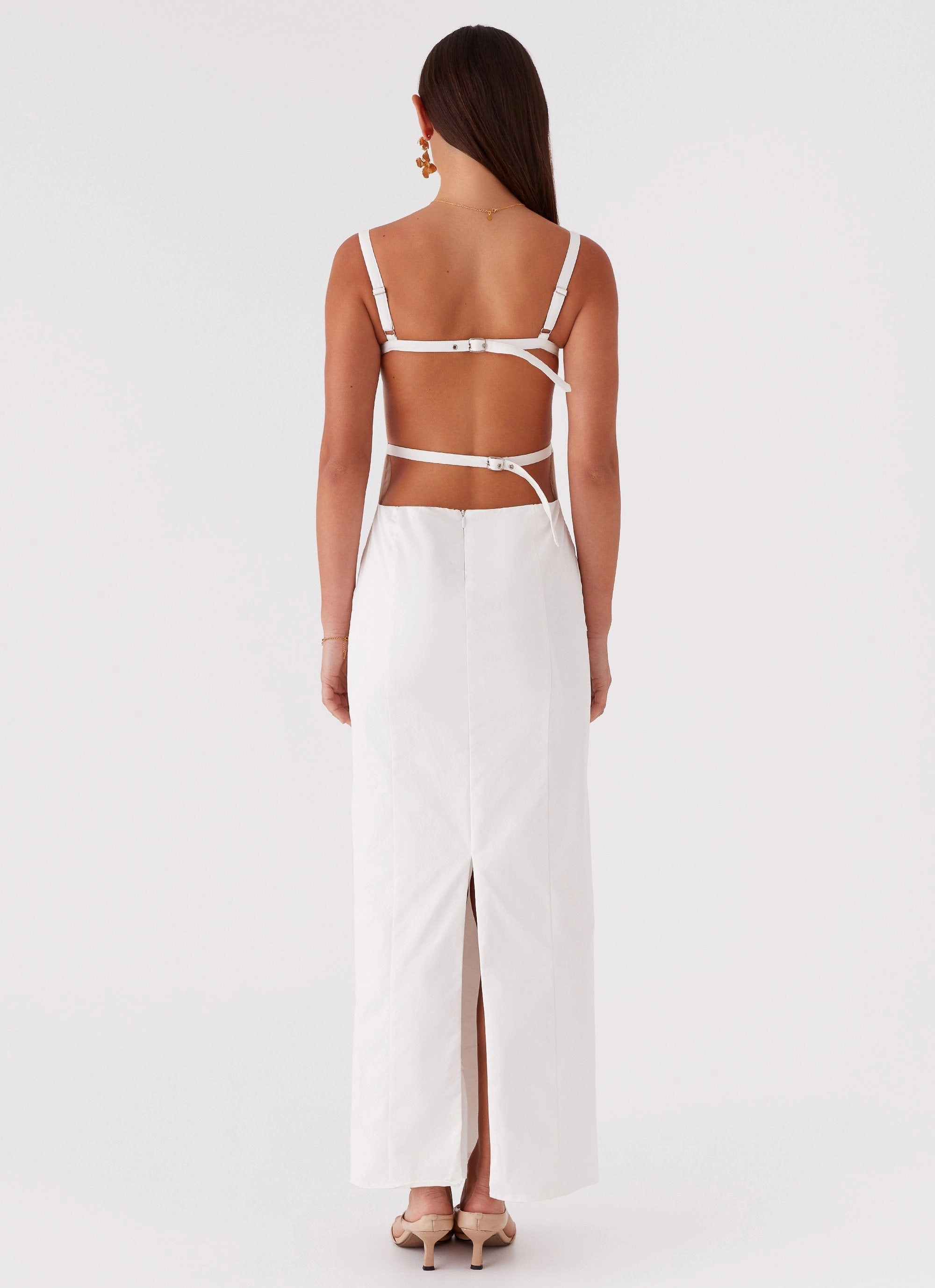 Silky Silhouette Naomi Backless Maxi Dress - Off White