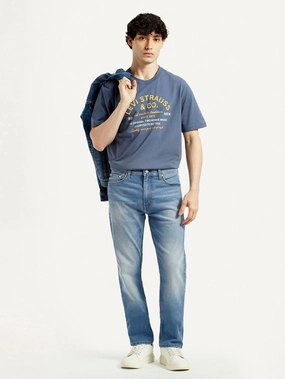 Men's 513 Light Indigo Slim Straight Fit Mid Rise Jeans Abrasion Resistant Denim Soft Fabric