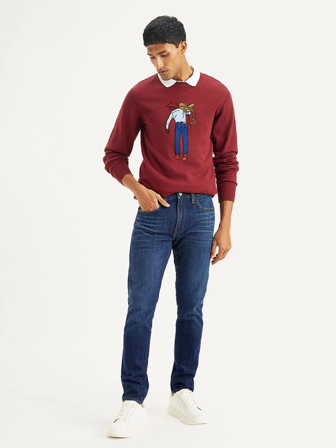 Simple Match Men's 512 Blue Slim Tapered Fit Mid Rise Jeans