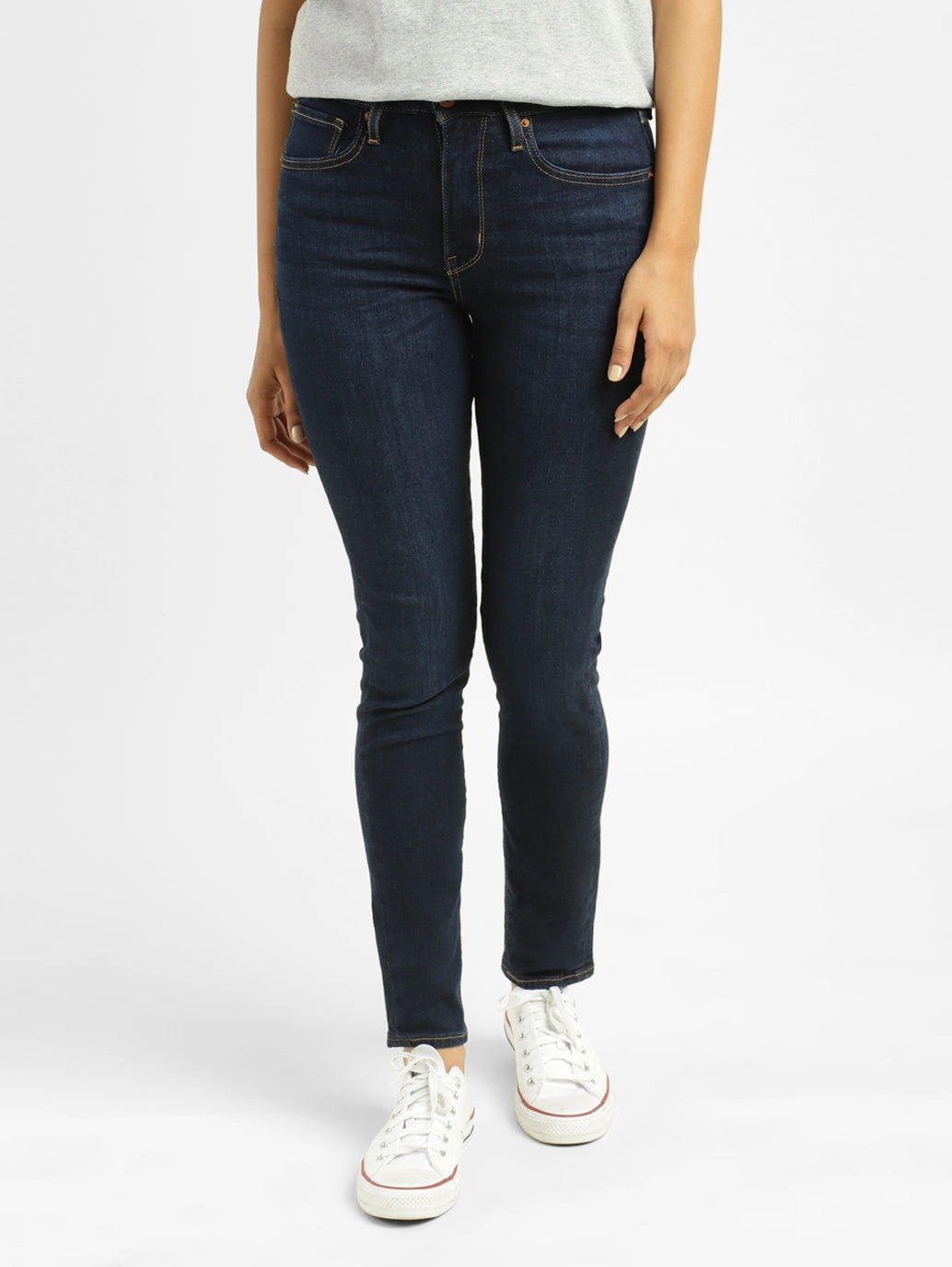 Minimalist Style Chill Outfit Textured Yarn Blends Women's 721 Blue Skinny Fit Mid Rise Jeans