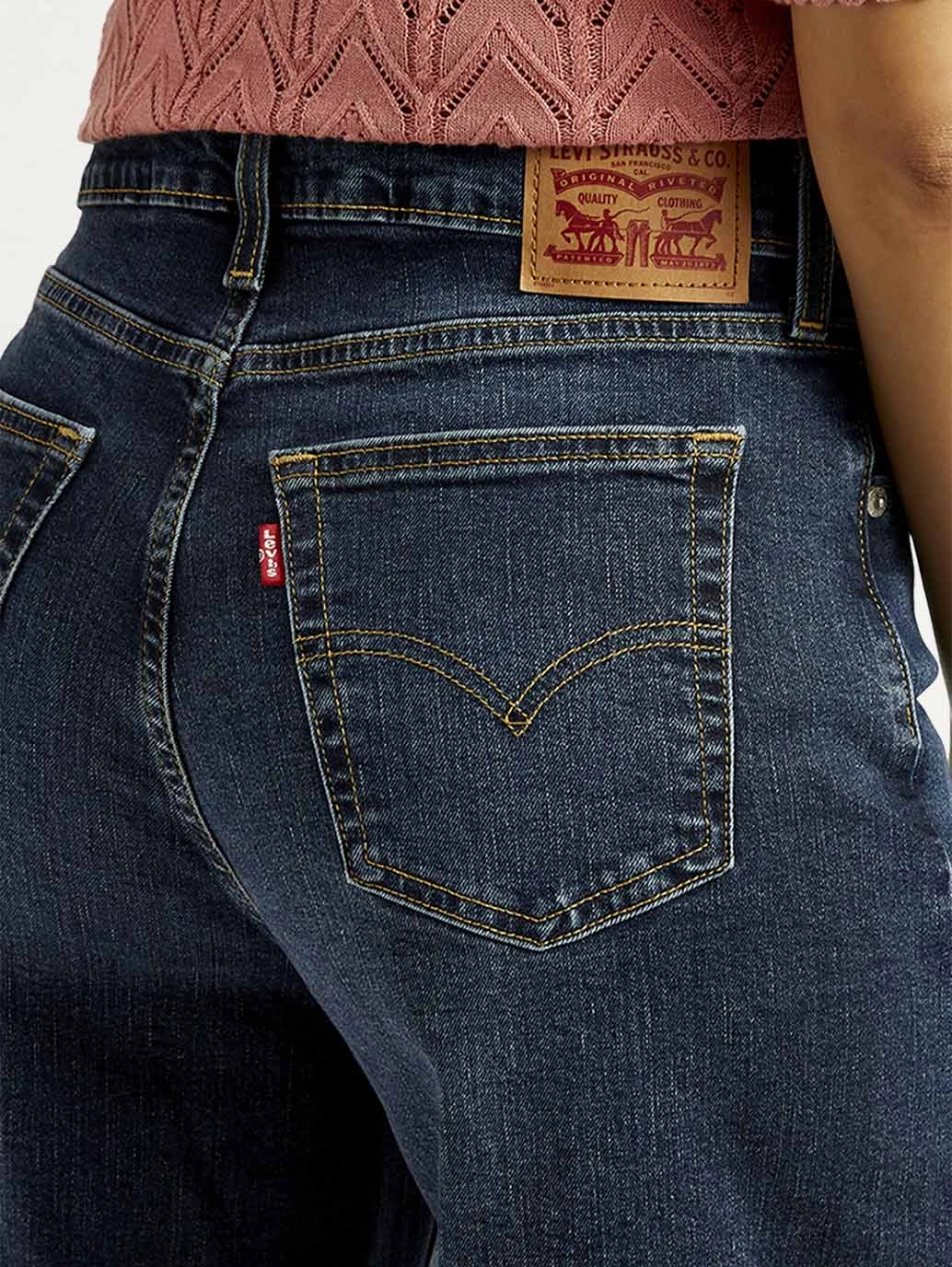 Fashion Focus Women's 728 Dark Blue Flared Fit Mid Rise Jeans