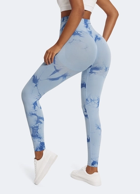 Wrinkle Resistant Summer Wear Cozy Wearable Tie Dye Leggings with Push-Up