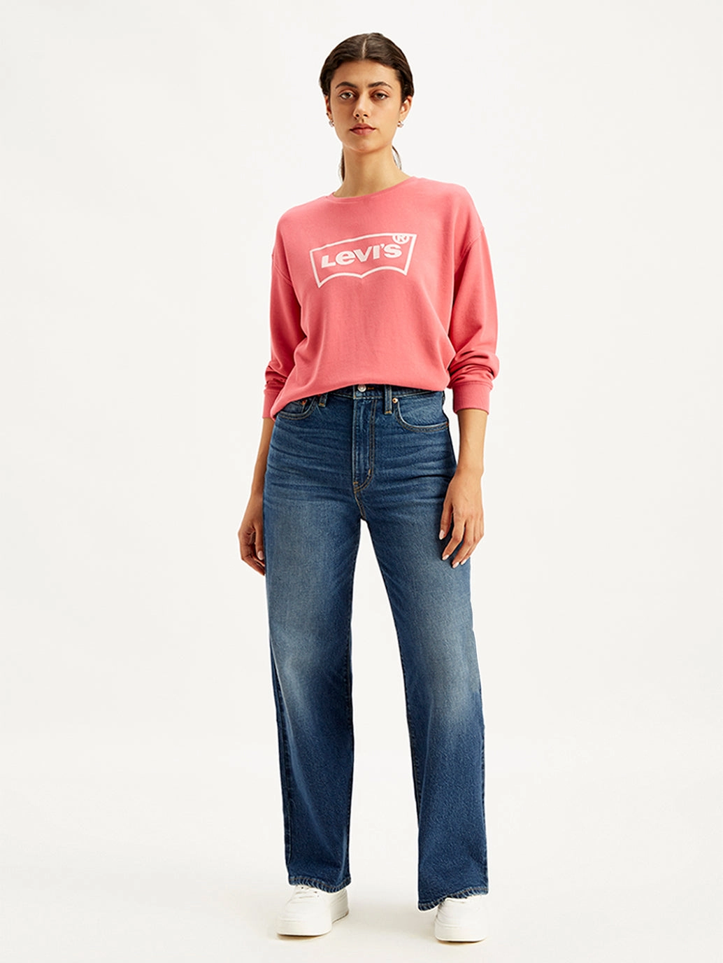 Parent Style Trend Setter Women's Blue Ribcage Bell Bottom Wide Leg Fit High Rise Jeans