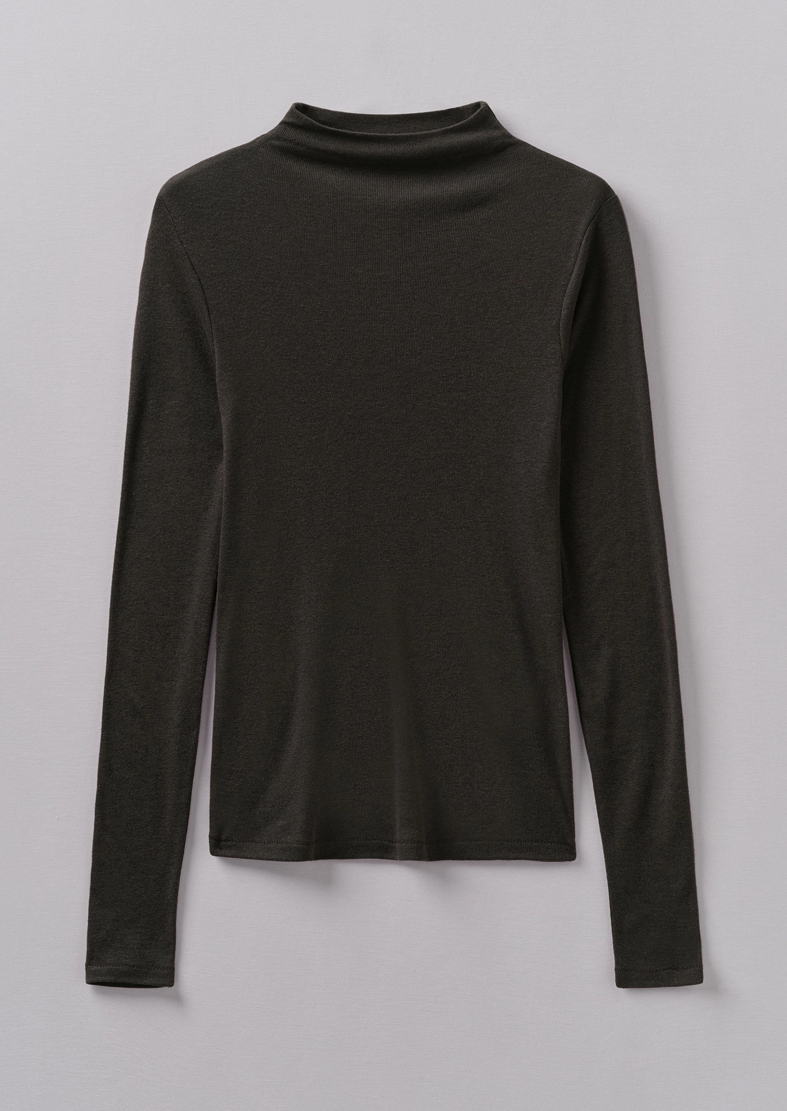 Recycled Polyester Material Summer Polo Aster High Neck Wool Lyocell Tee | Black Coffee