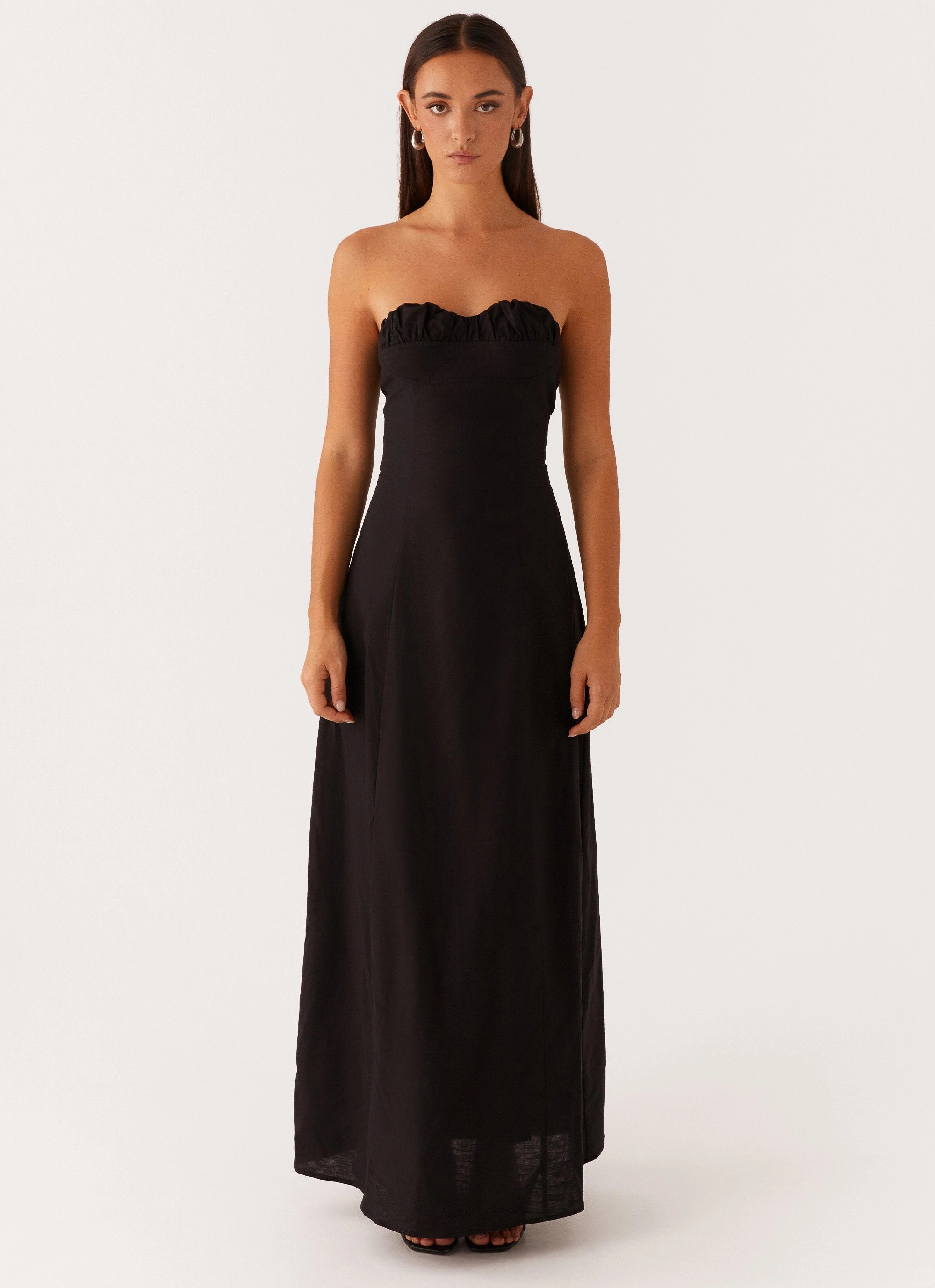 Tayla Linen Maxi Dress - Black Lounge Mood Chill Mode