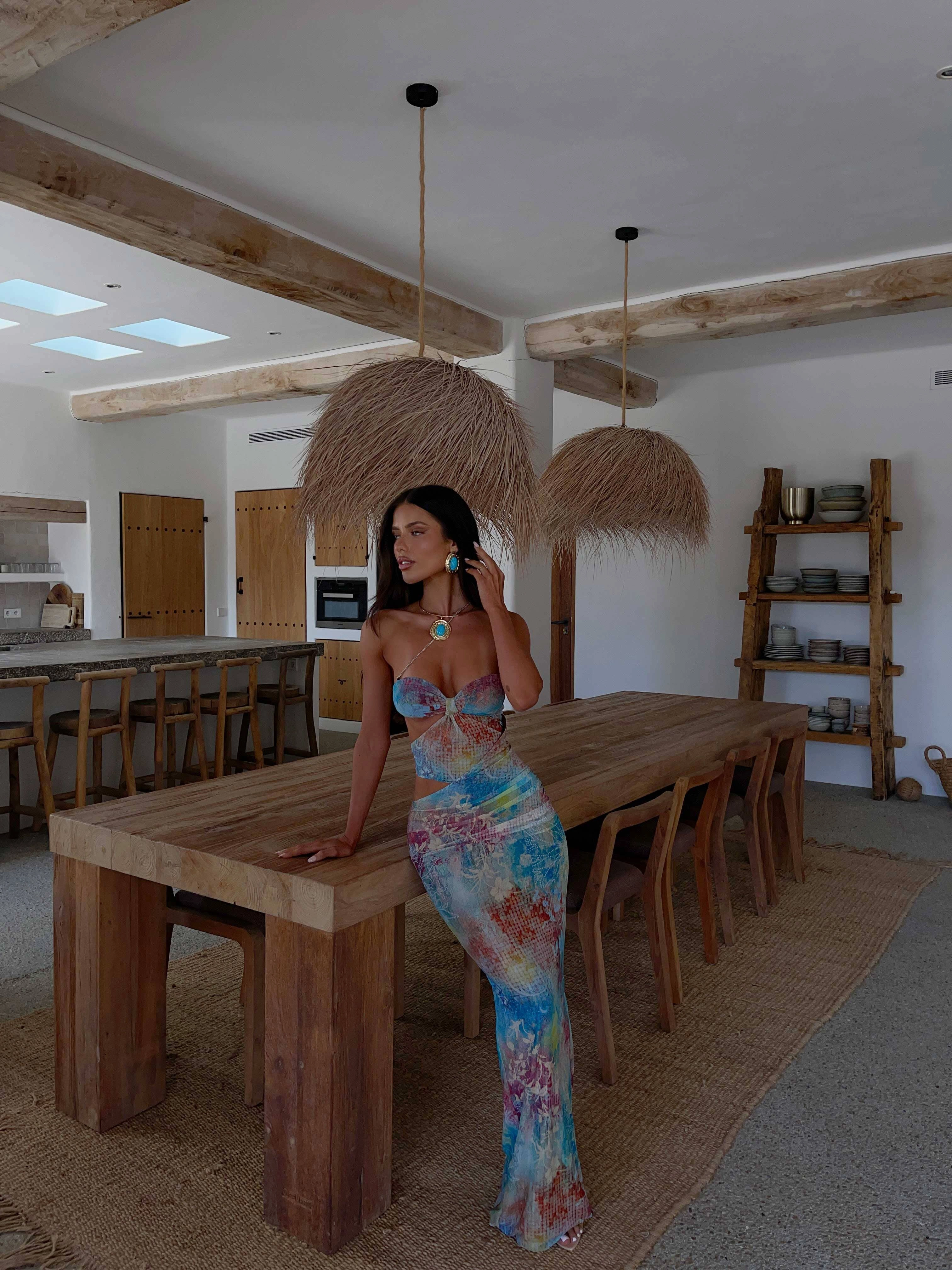 NIKI MAXI DRESS OPAL TOPAZ Balanced Light Unique Print