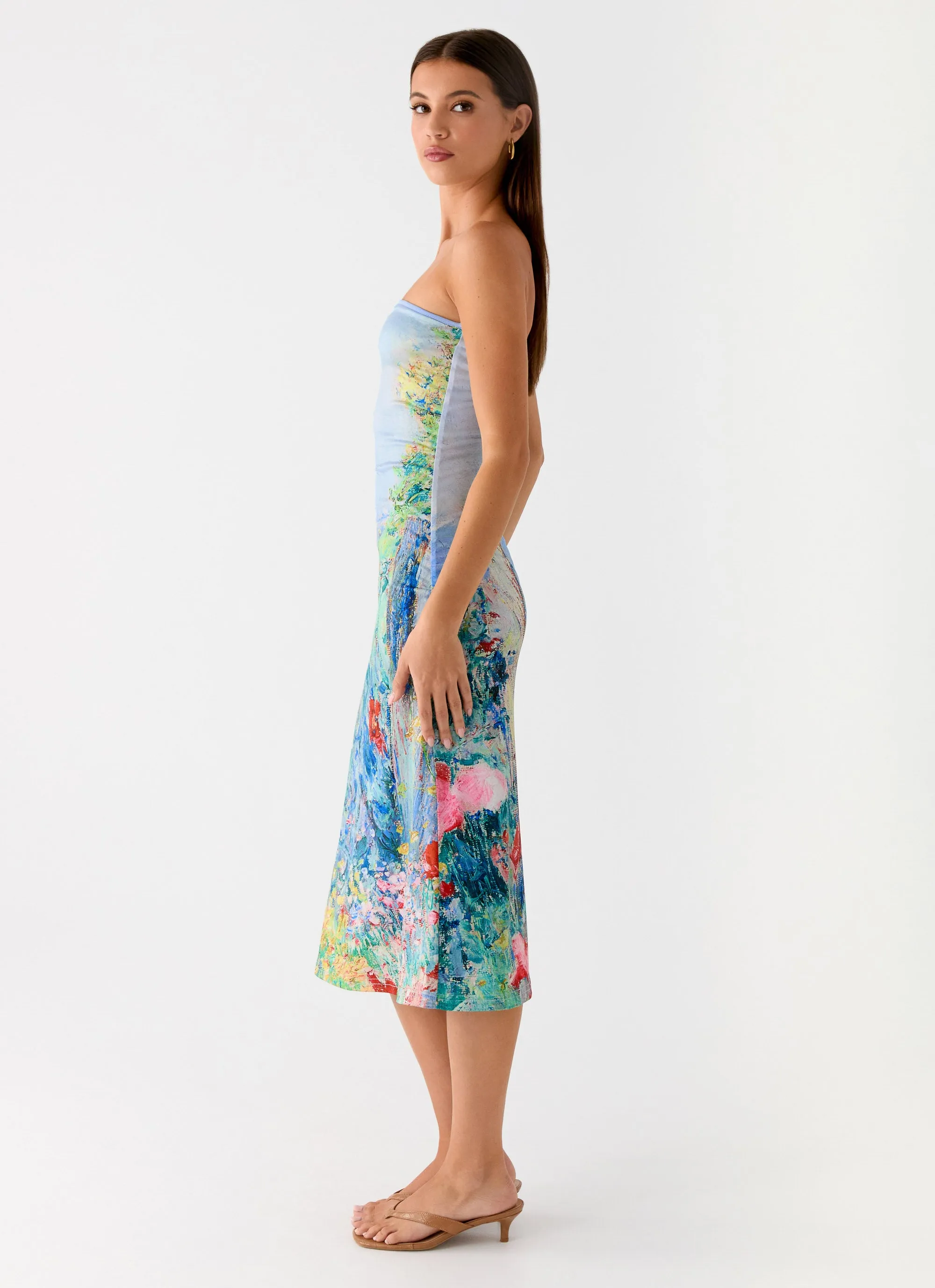 Niko Strapless Midi Dress - Spring Garden LightweightMaterial